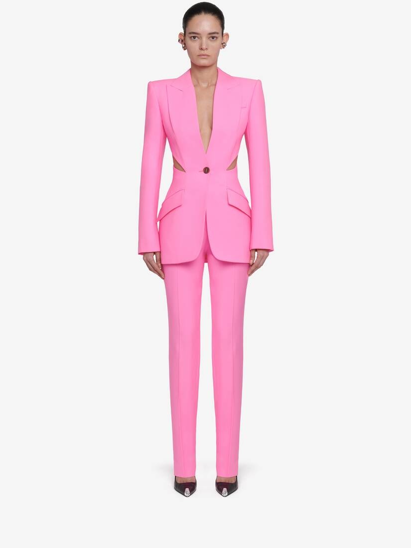 Women's Long Cigarette Trousers in Psychedelic Pink - 2