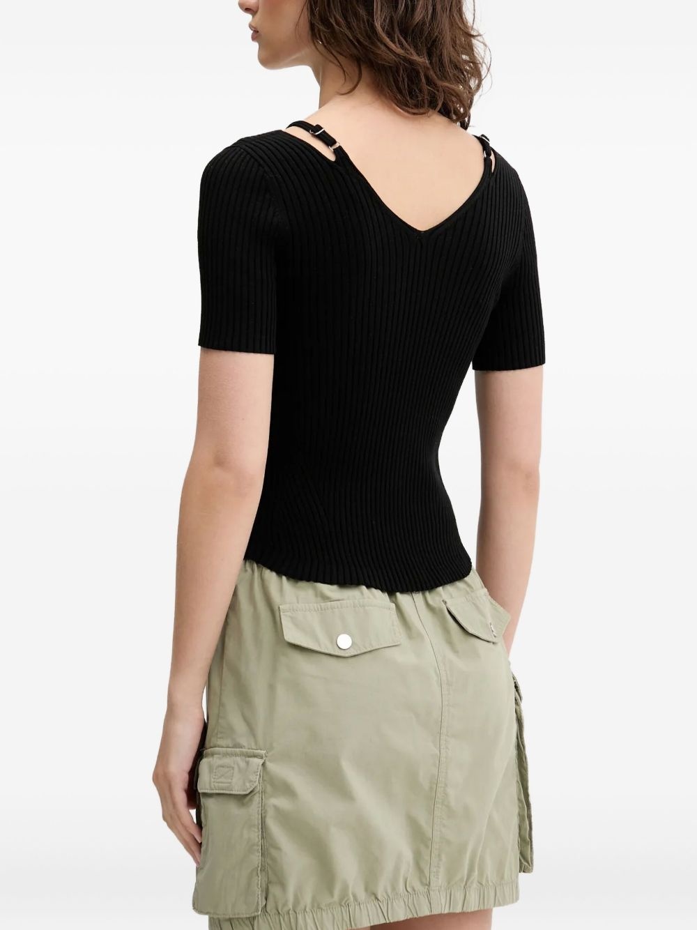 cut-out ribbed top - 3