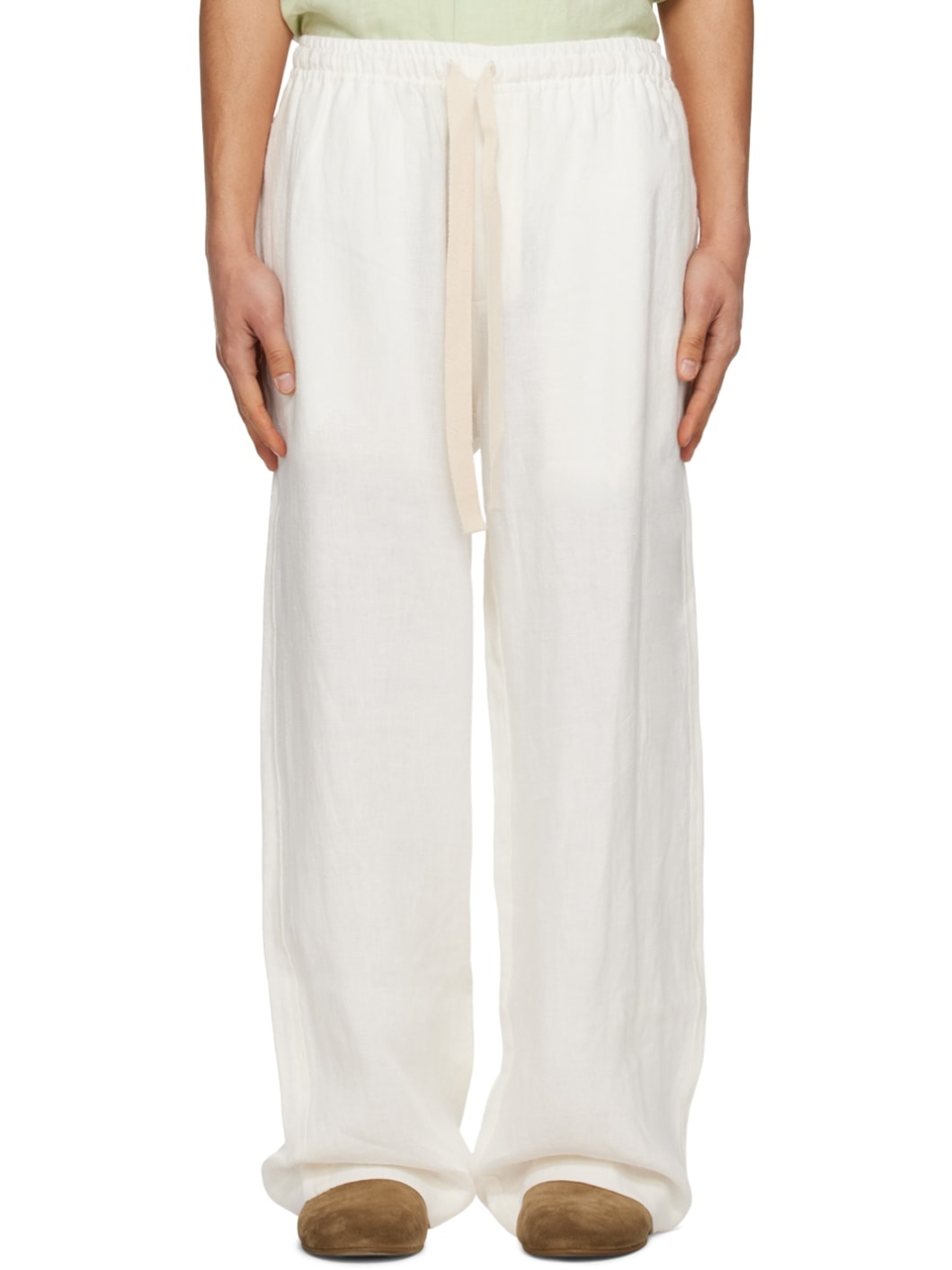 White Wide-Leg Trousers - 1