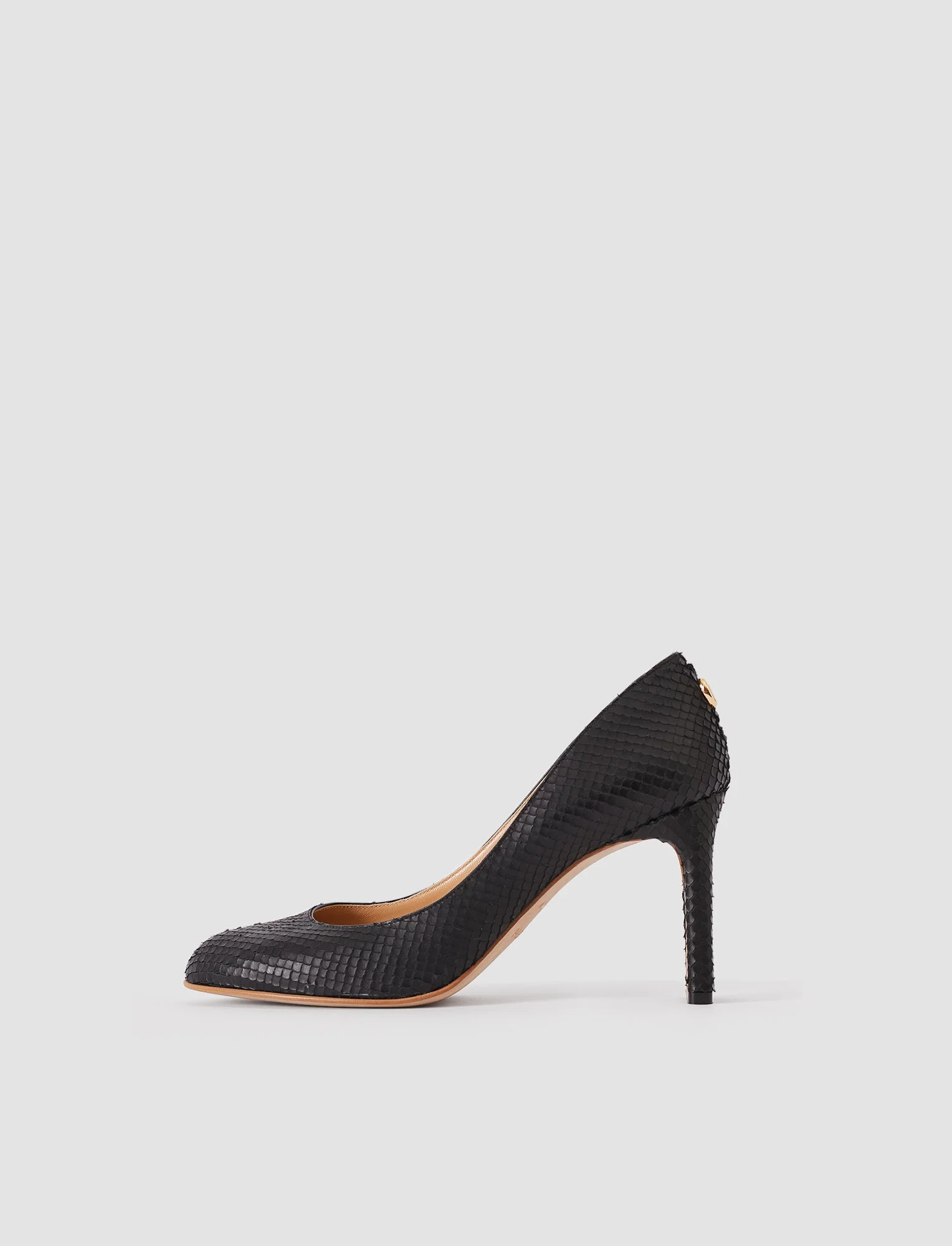 Alette Snake Texture Leather Heeled Pumps - 1