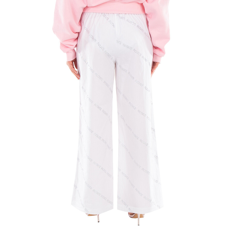 Rotate Ladies Bright White Comb Rotate Crystal Poplin Pants - 3