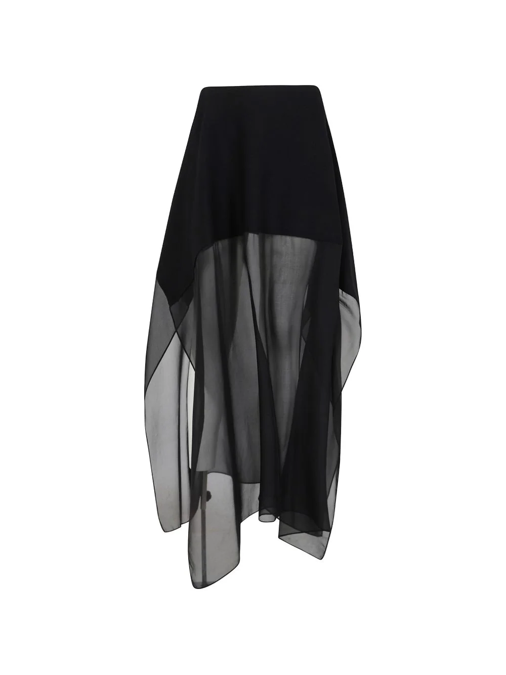 sheer-panel asymmetric midi skirt - 1