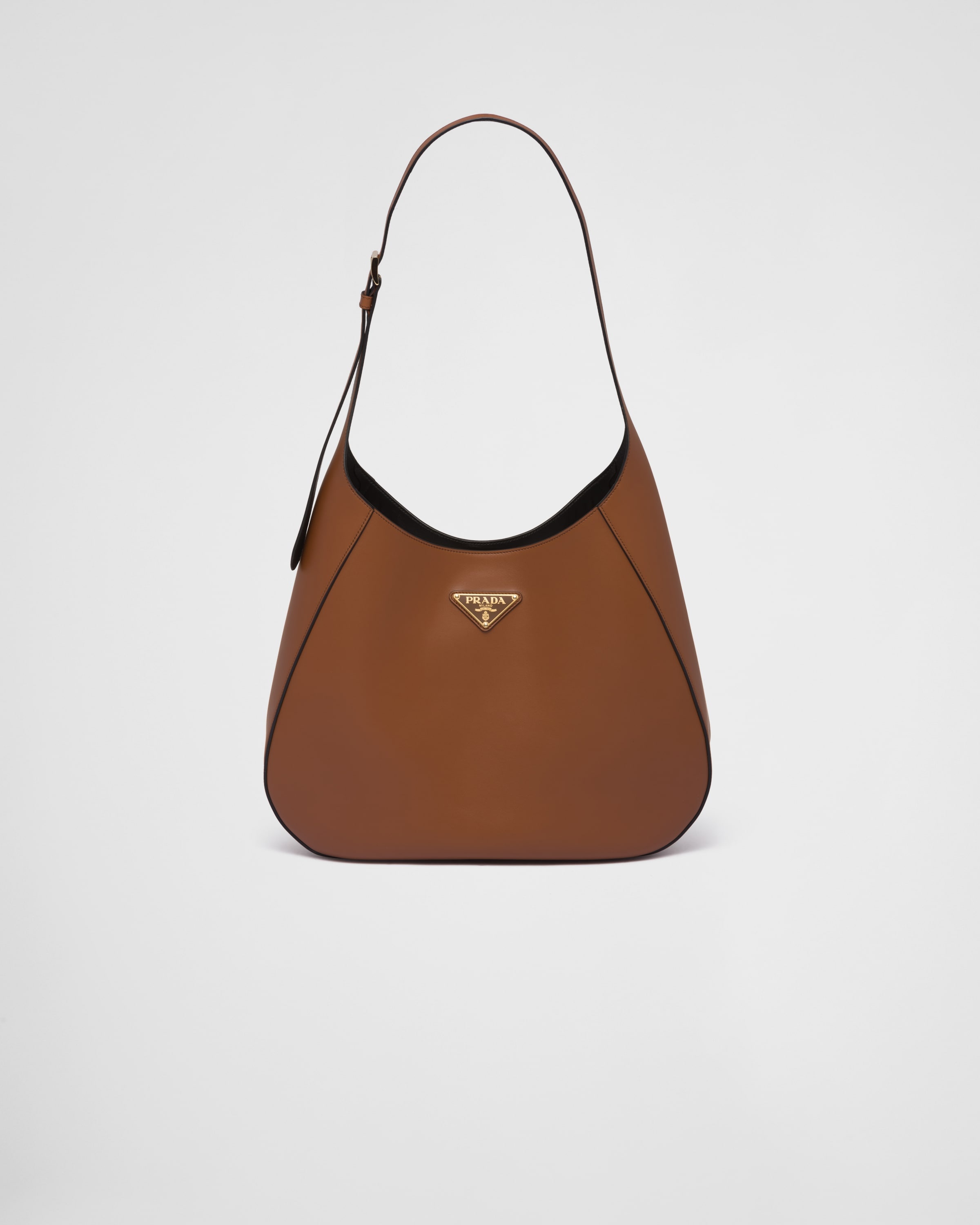 Prada Large leather shoulder bag with topstitching | REVERSIBLE