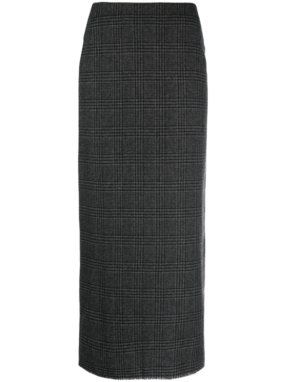 check-pattern wool blend pencil skirt - 1