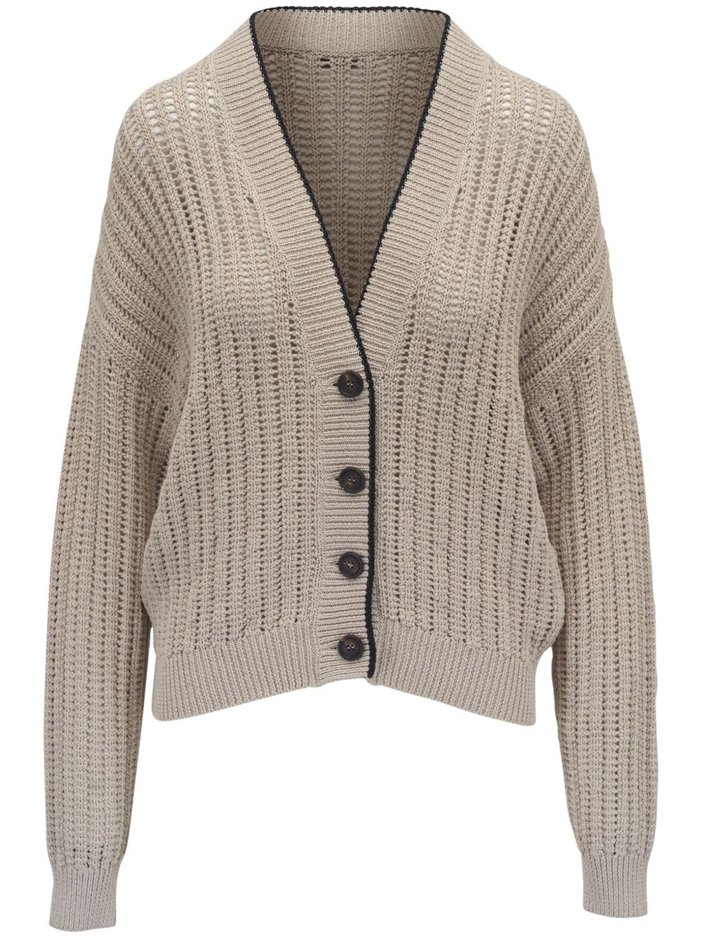 contrast-trim cardigan - 1