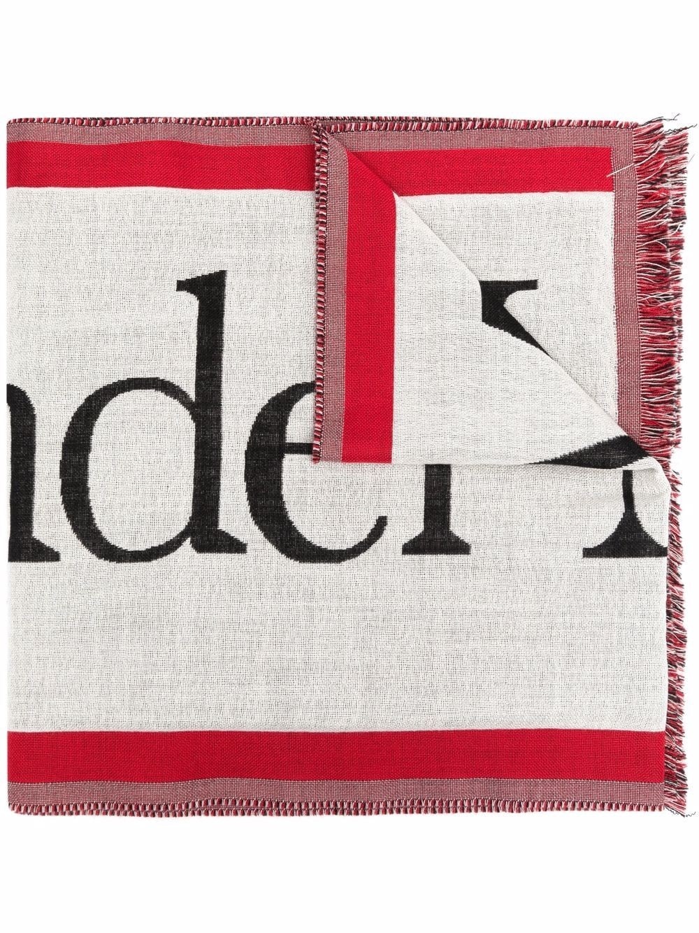 intarsia-logo wool scarf - 1