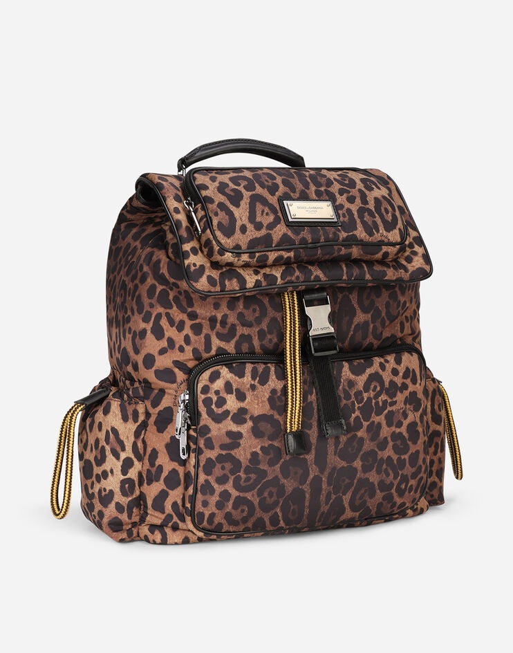 Leopard-print Sicily backpack in quilted nylon - 2