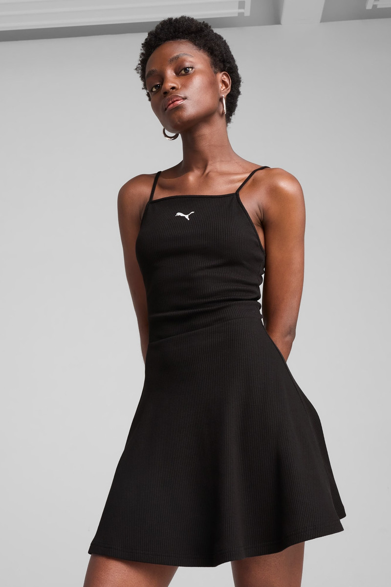 PUMA WARDROBE ESS Ribbed Flared Short Dress Women outlook