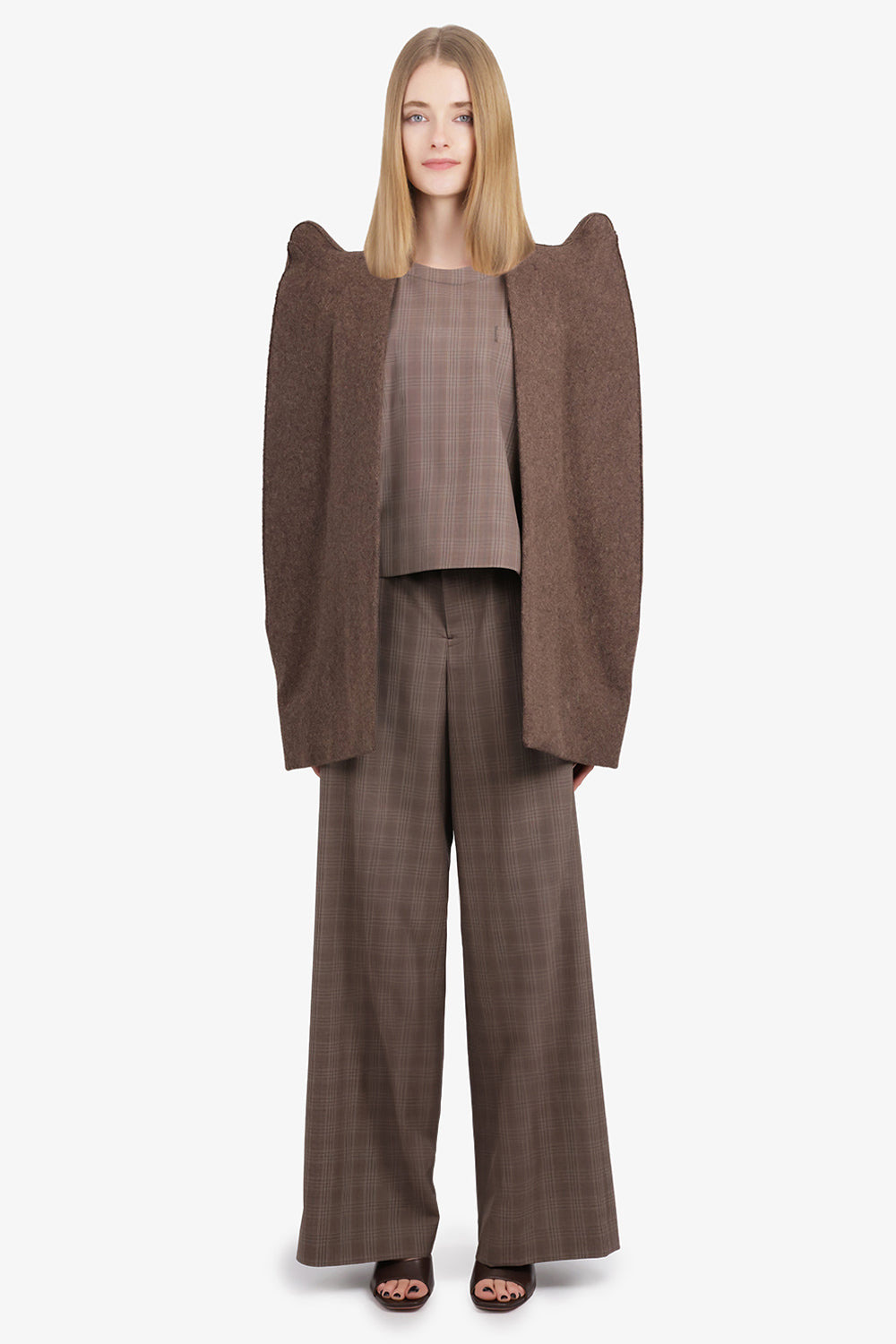 CAPPA SHOULDER DETAIL CAPE JACKET | BROWN - 3