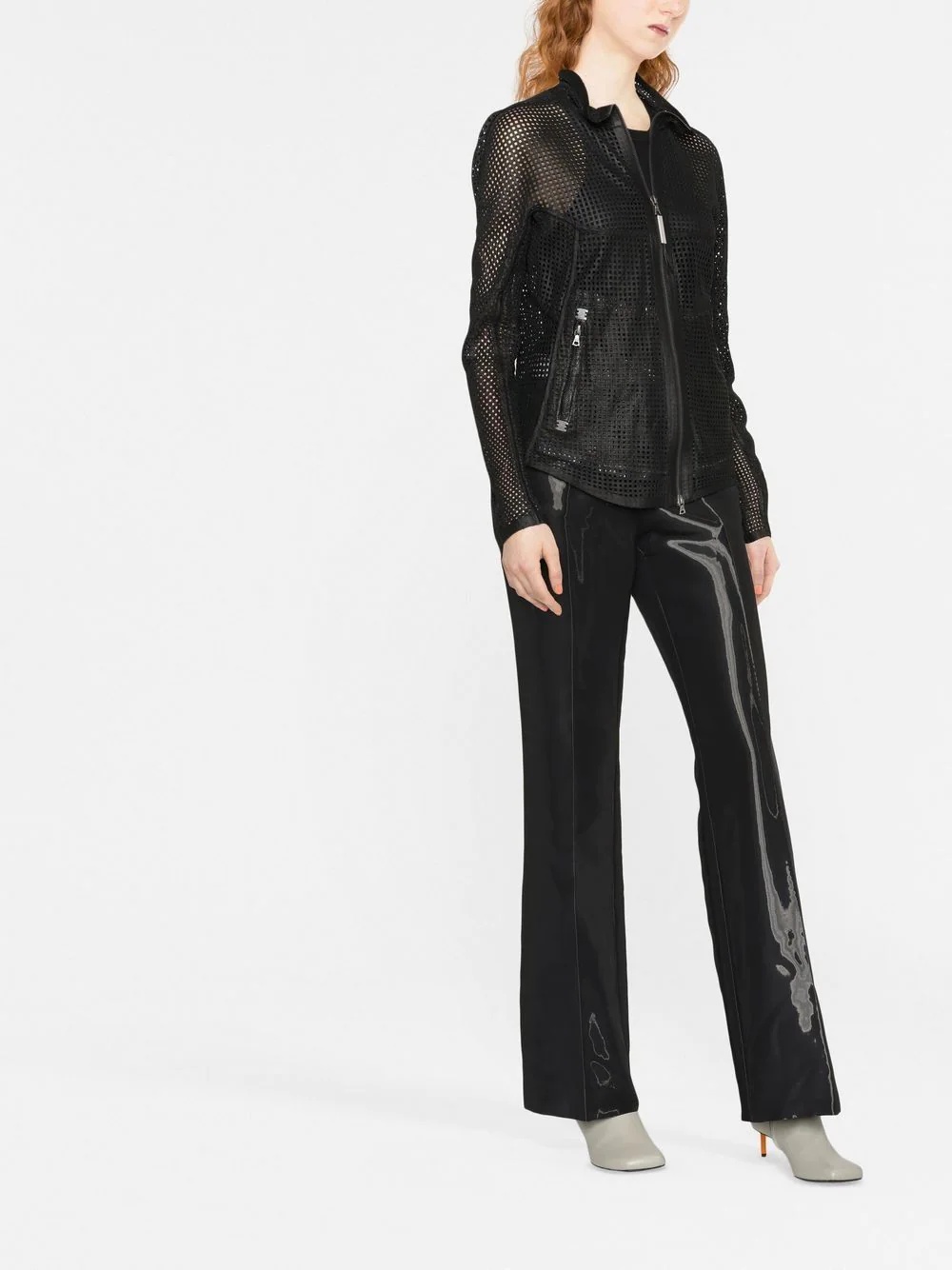 sheer mesh zip-up jacket - 2