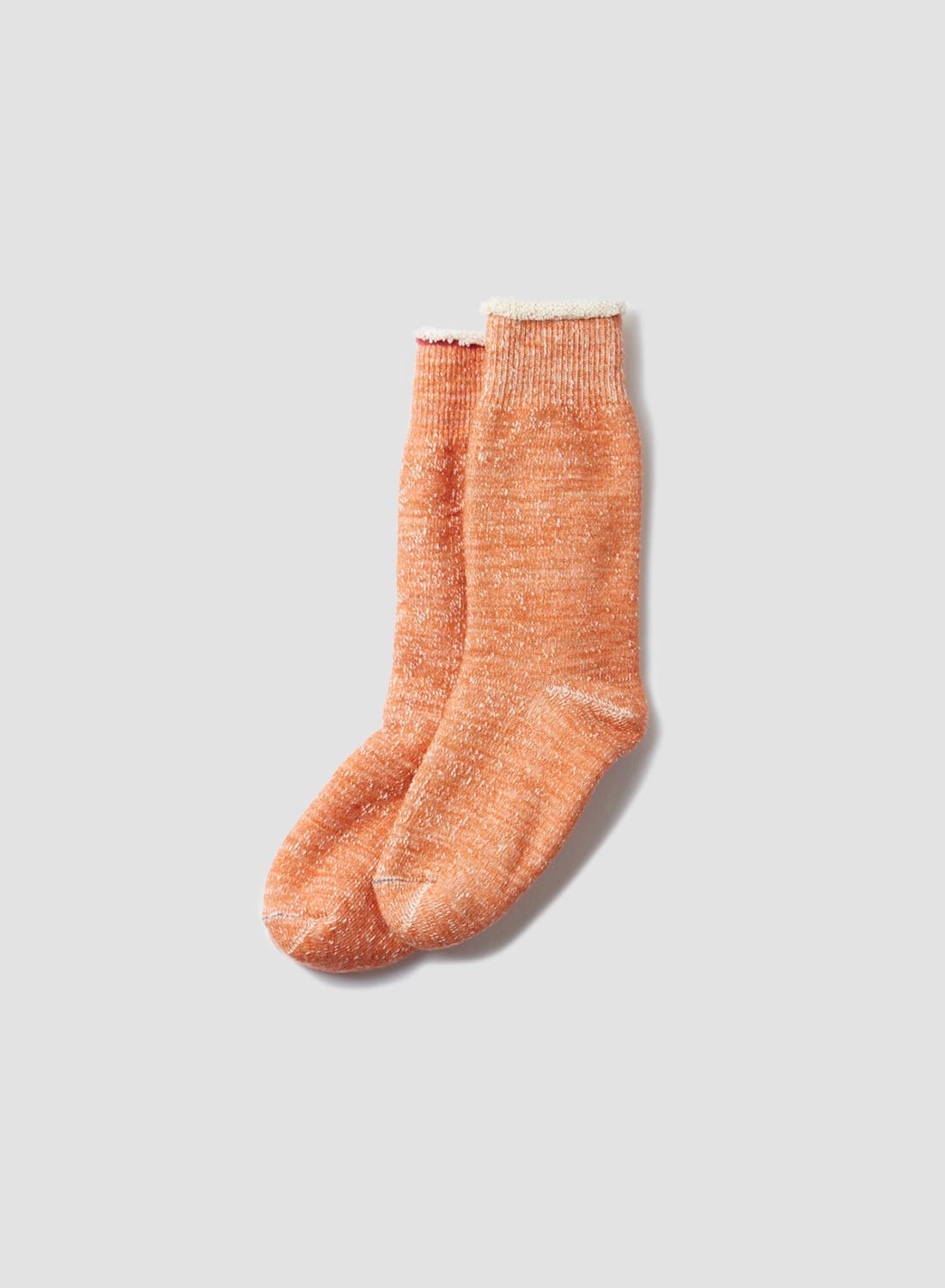 Rototo Double Face Crew Knitted Sock in Orange - 1