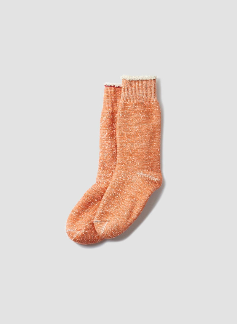 Rototo Double Face Crew Knitted Sock in Orange 1