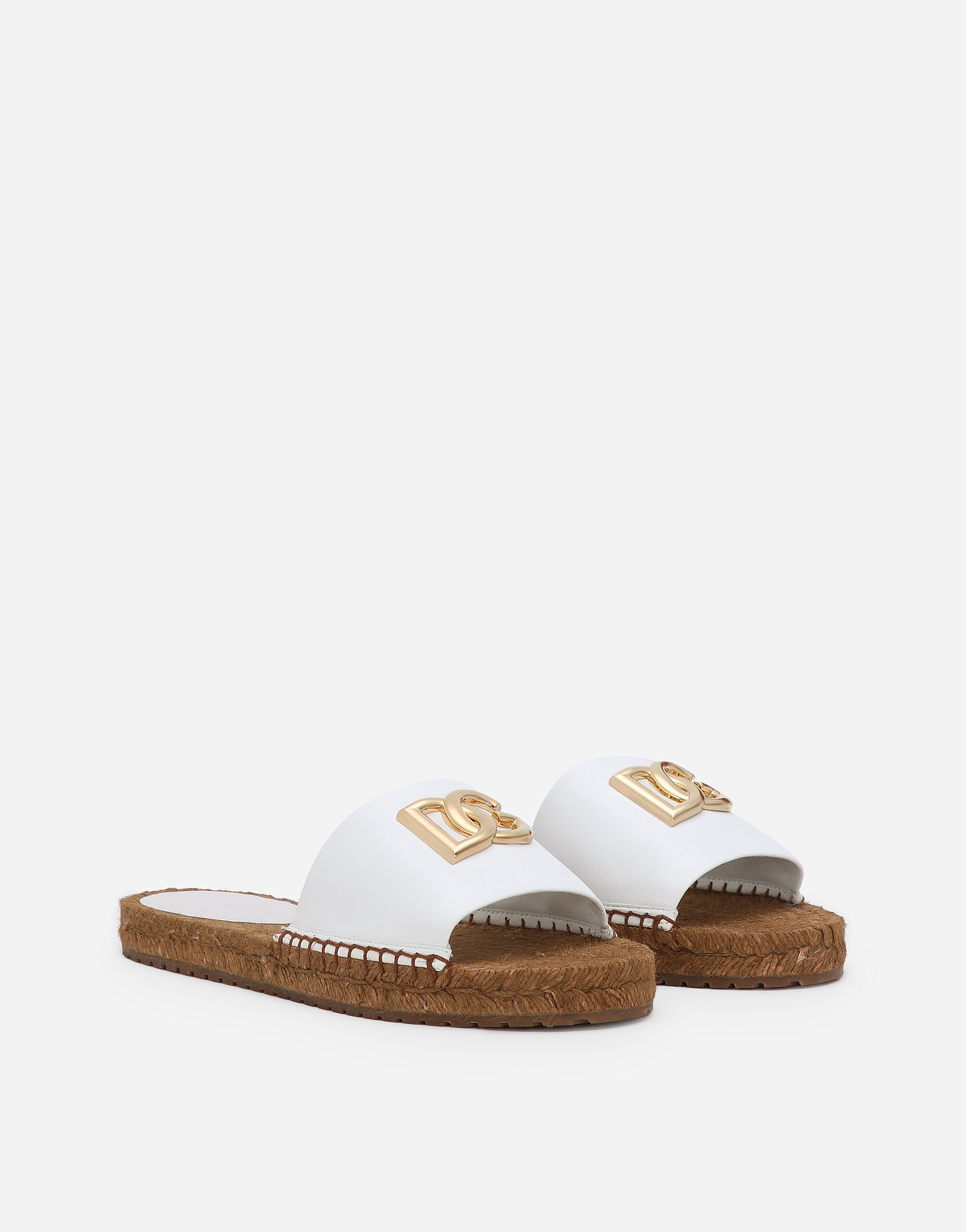 Nappa leather espadrille sliders with DG logo - 2