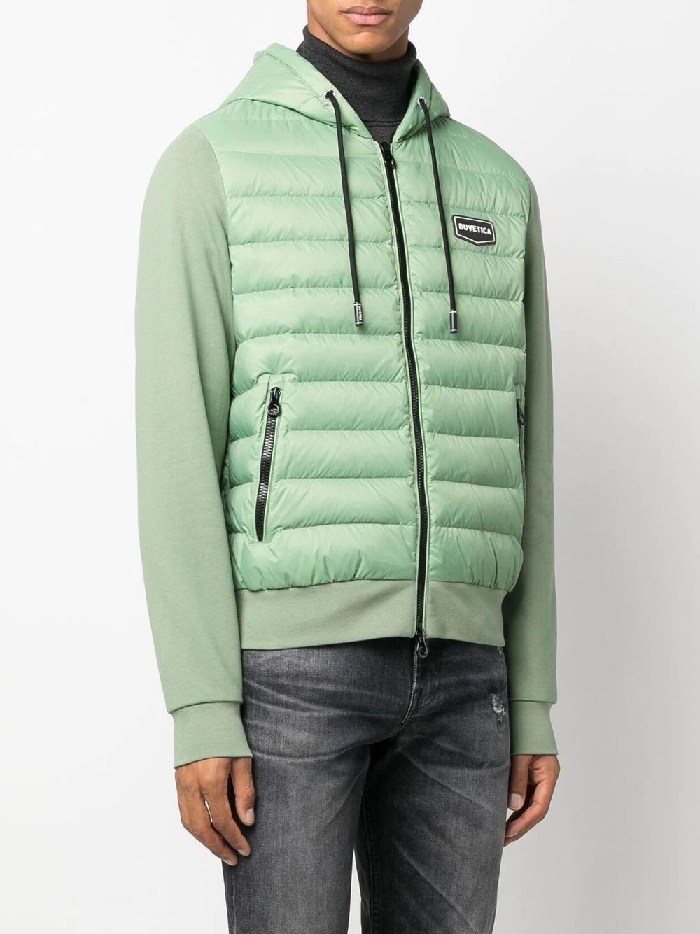 quilted logo-patch down jacket - 3