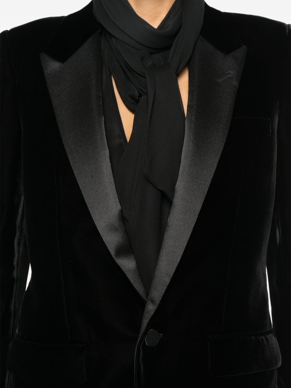 single-breasted velvet tuxedo jacket - 5