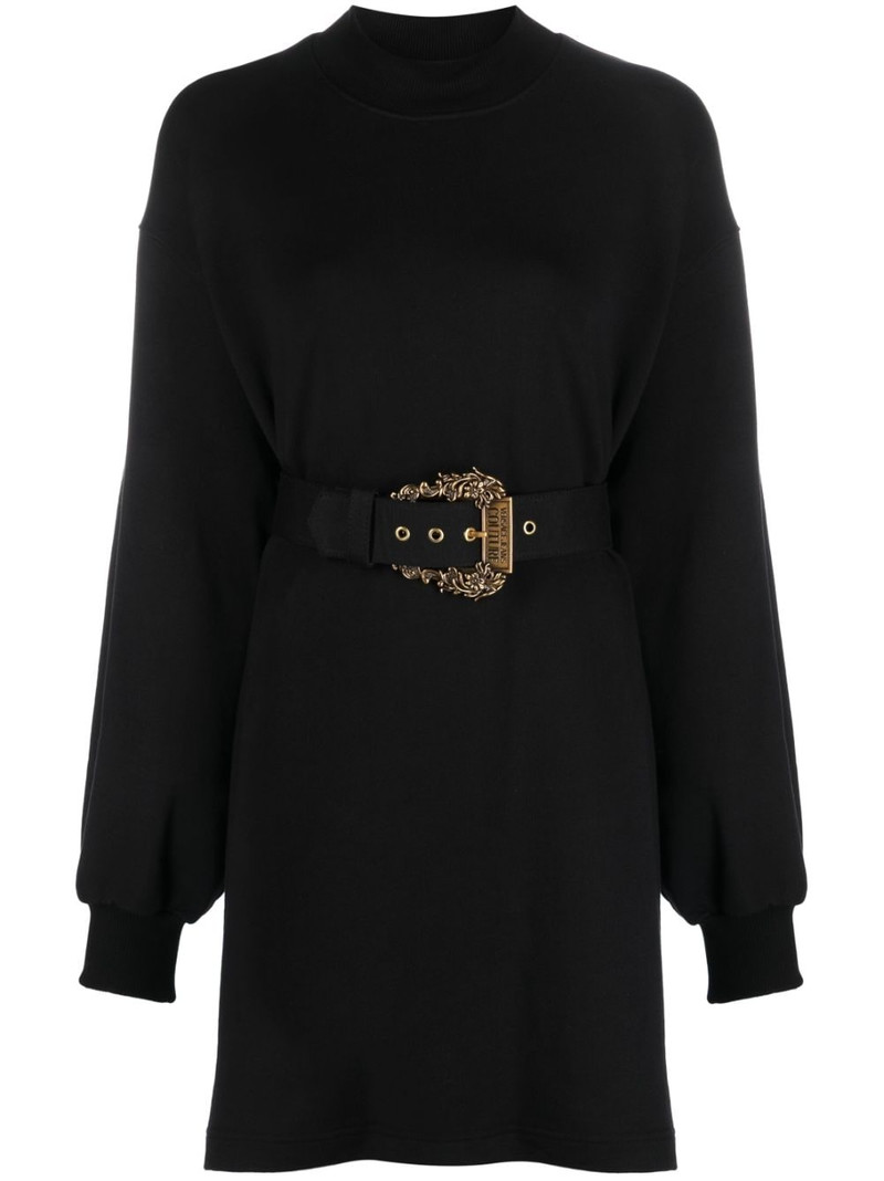 belted long-sleeve minidress 1