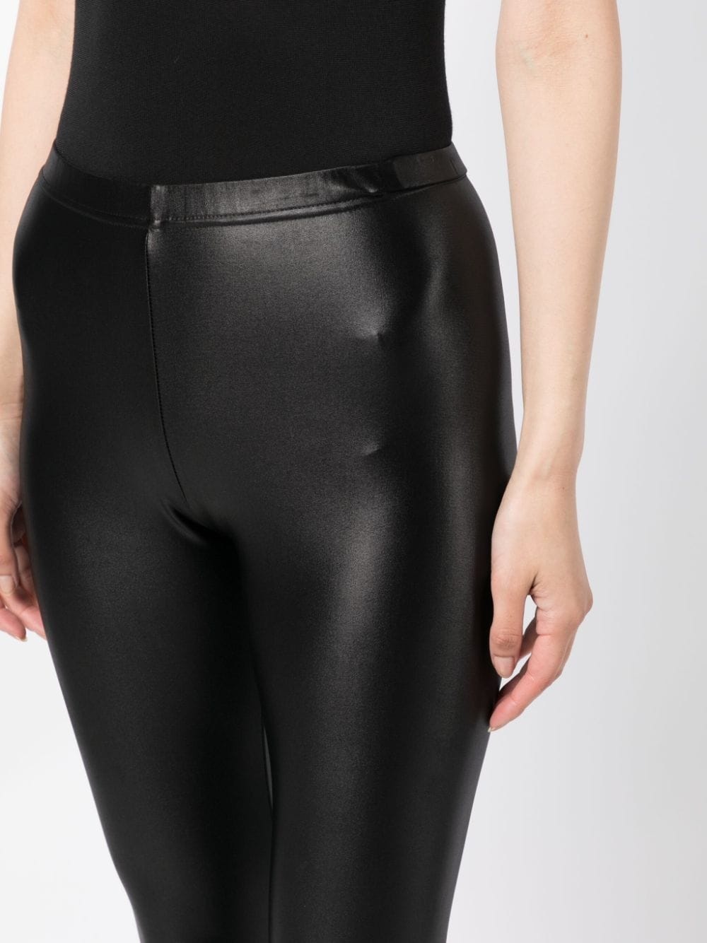 mid-rise glossy-finish leggings - 5