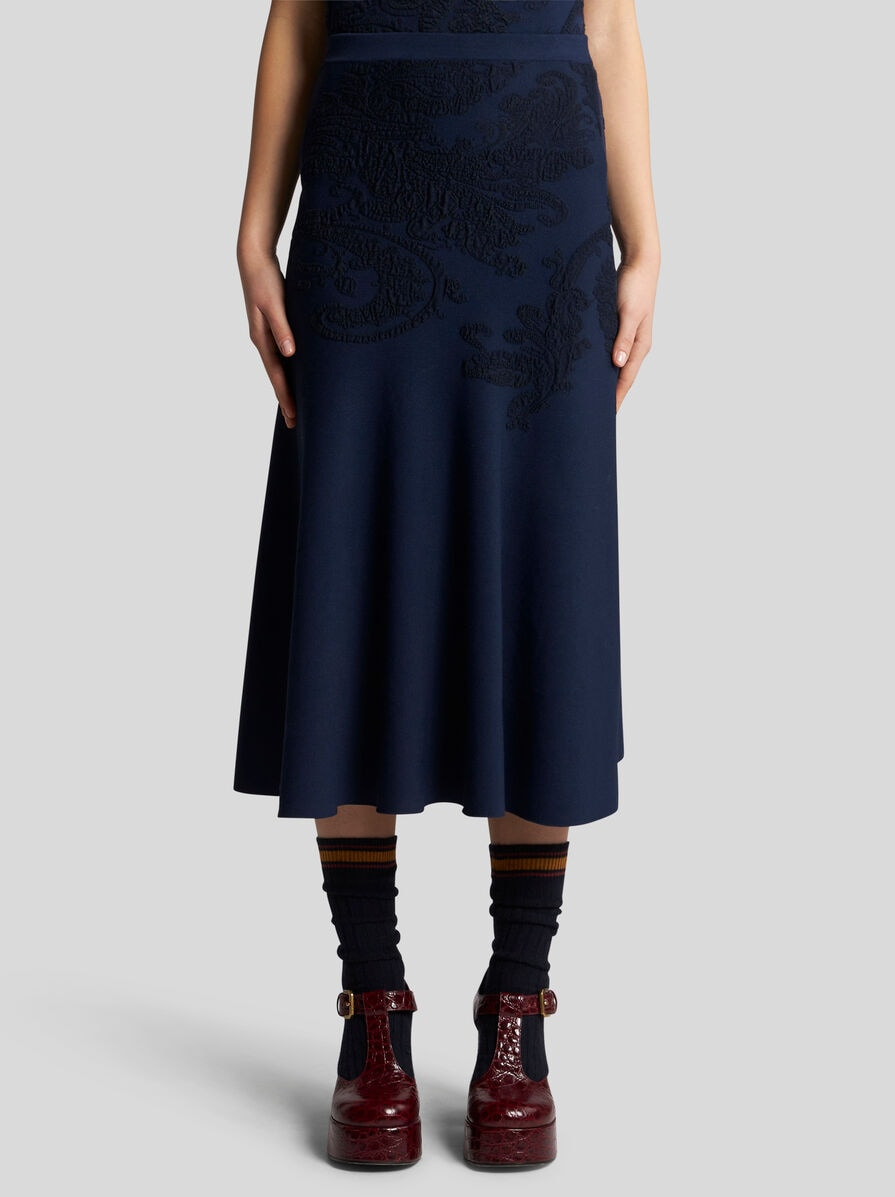 COTTON JACQUARD MIDI SKIRT - 3