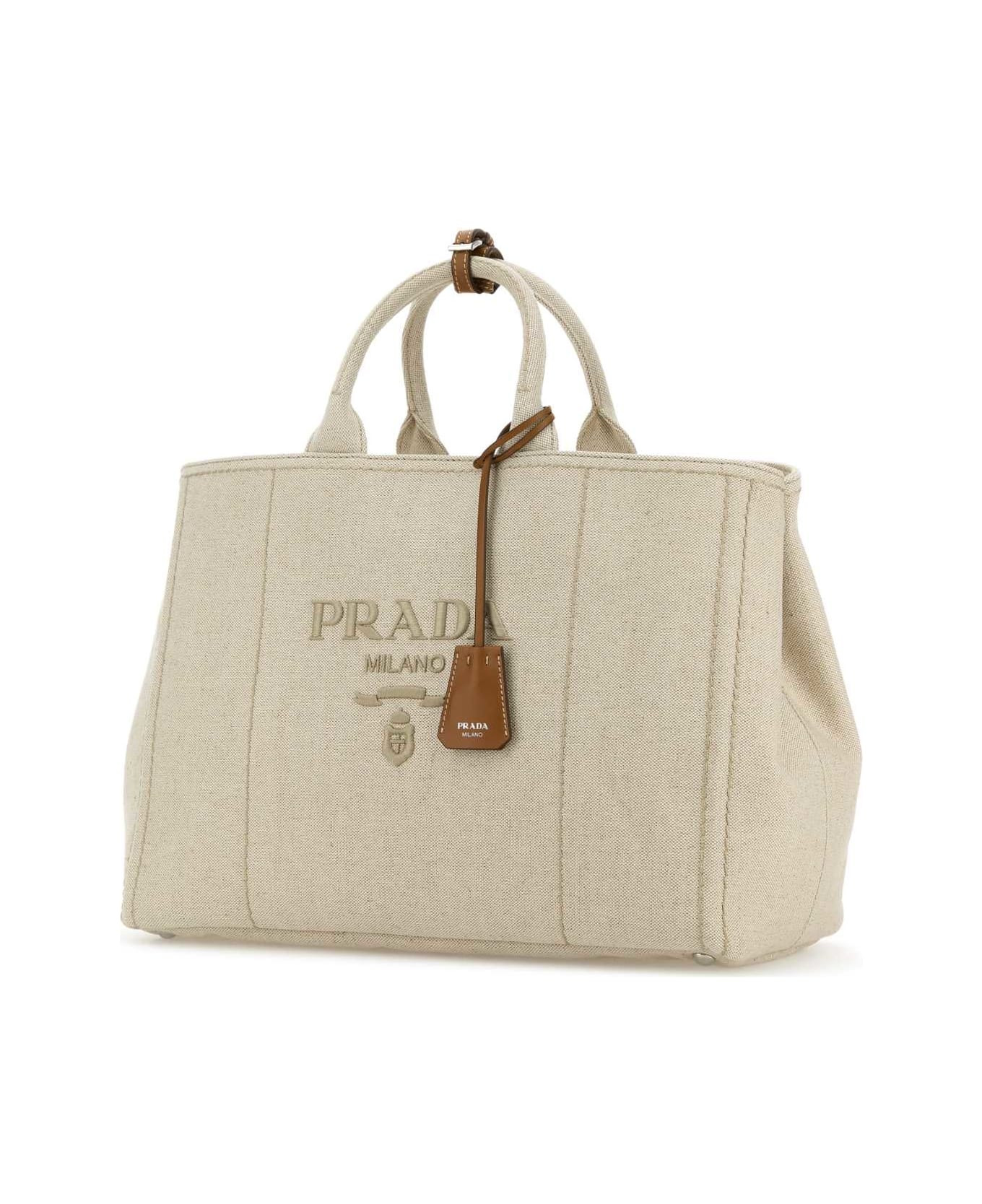 Sand Canvas Extra Large Prada Jardiniã¨re Shopping Bag - 2