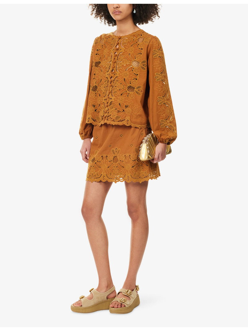 FARM RIO Richilieu Broderie Cotton Mini Skirt outlook