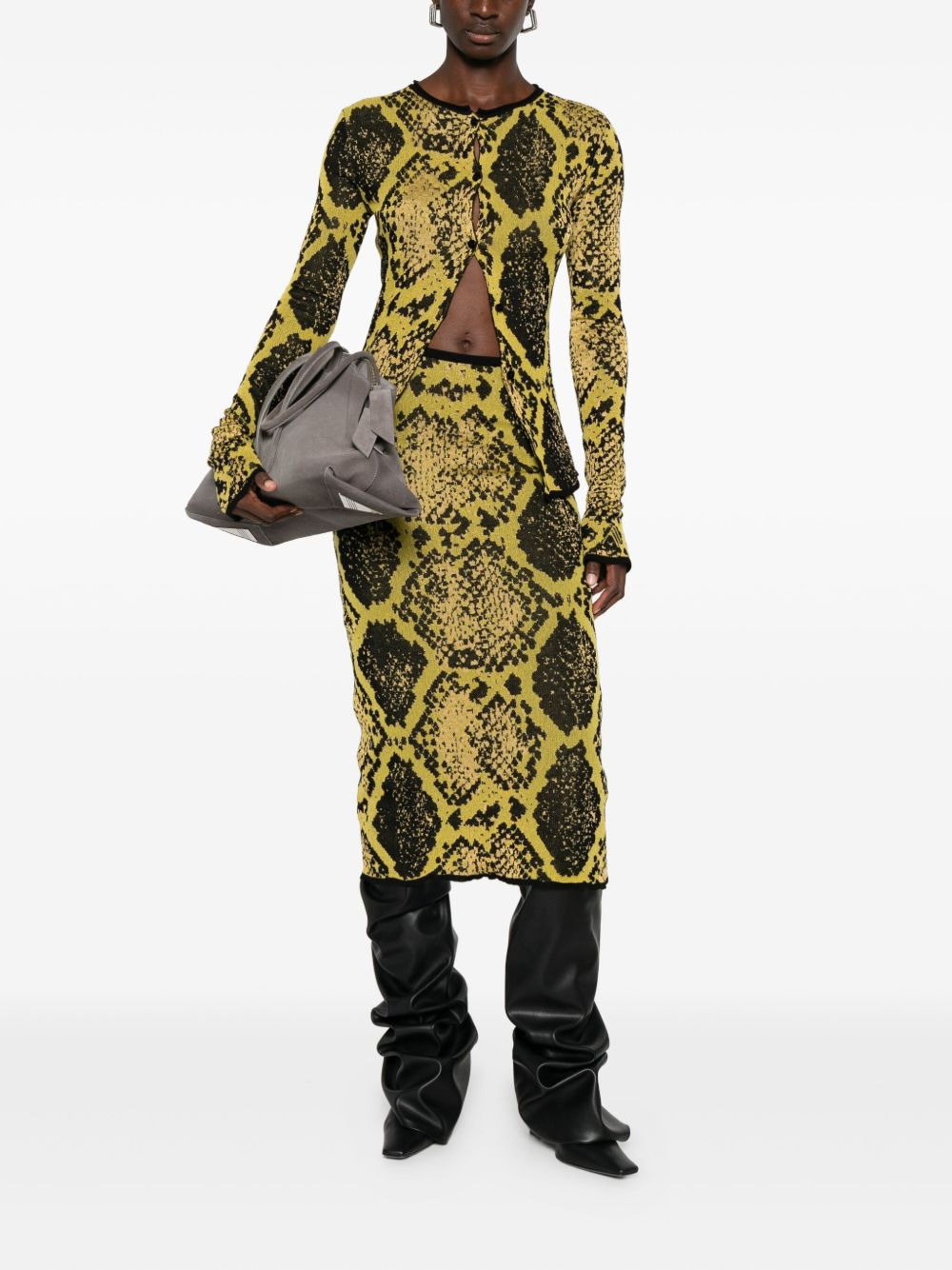 snakeskin-print midi skirt - 2