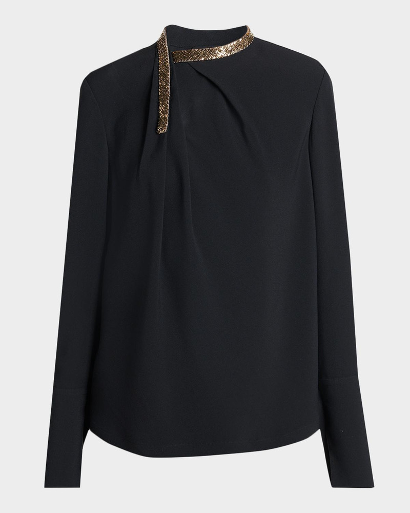 Embellished-Collar Long-Sleeve Top 1