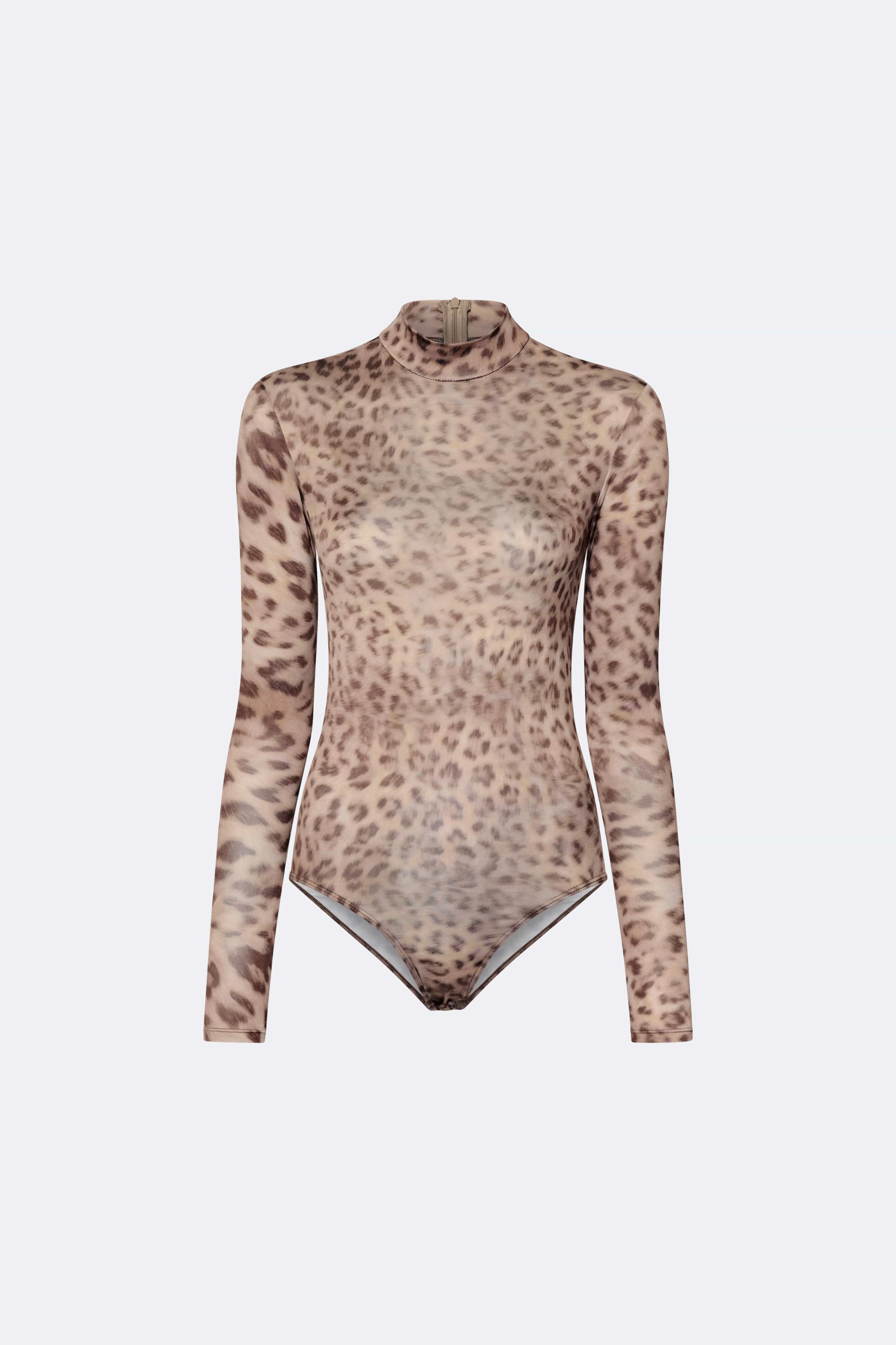Printed Jersey Mock Neck Bodysuit - 1