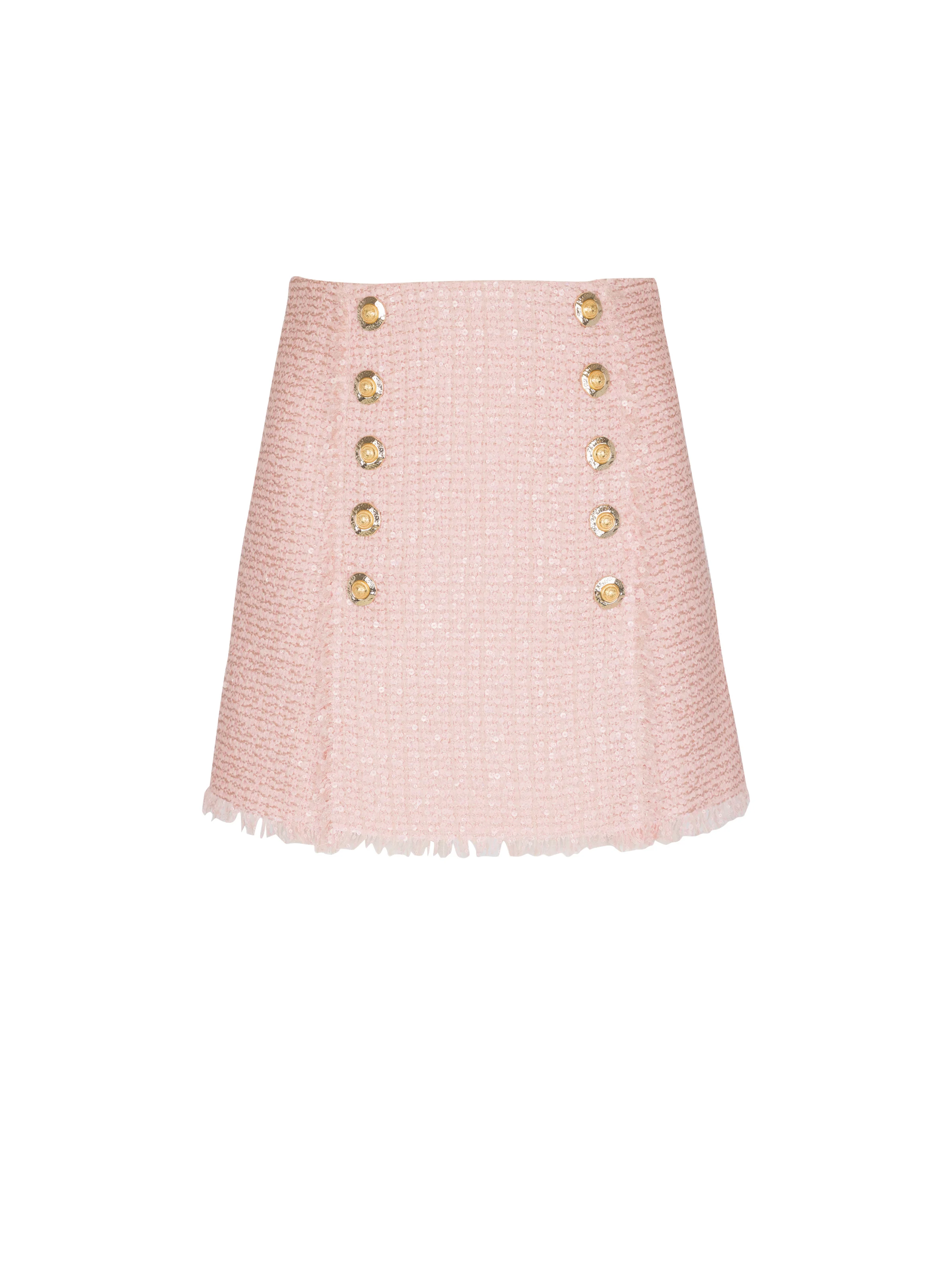 Short sequinned tweed skirt - 1