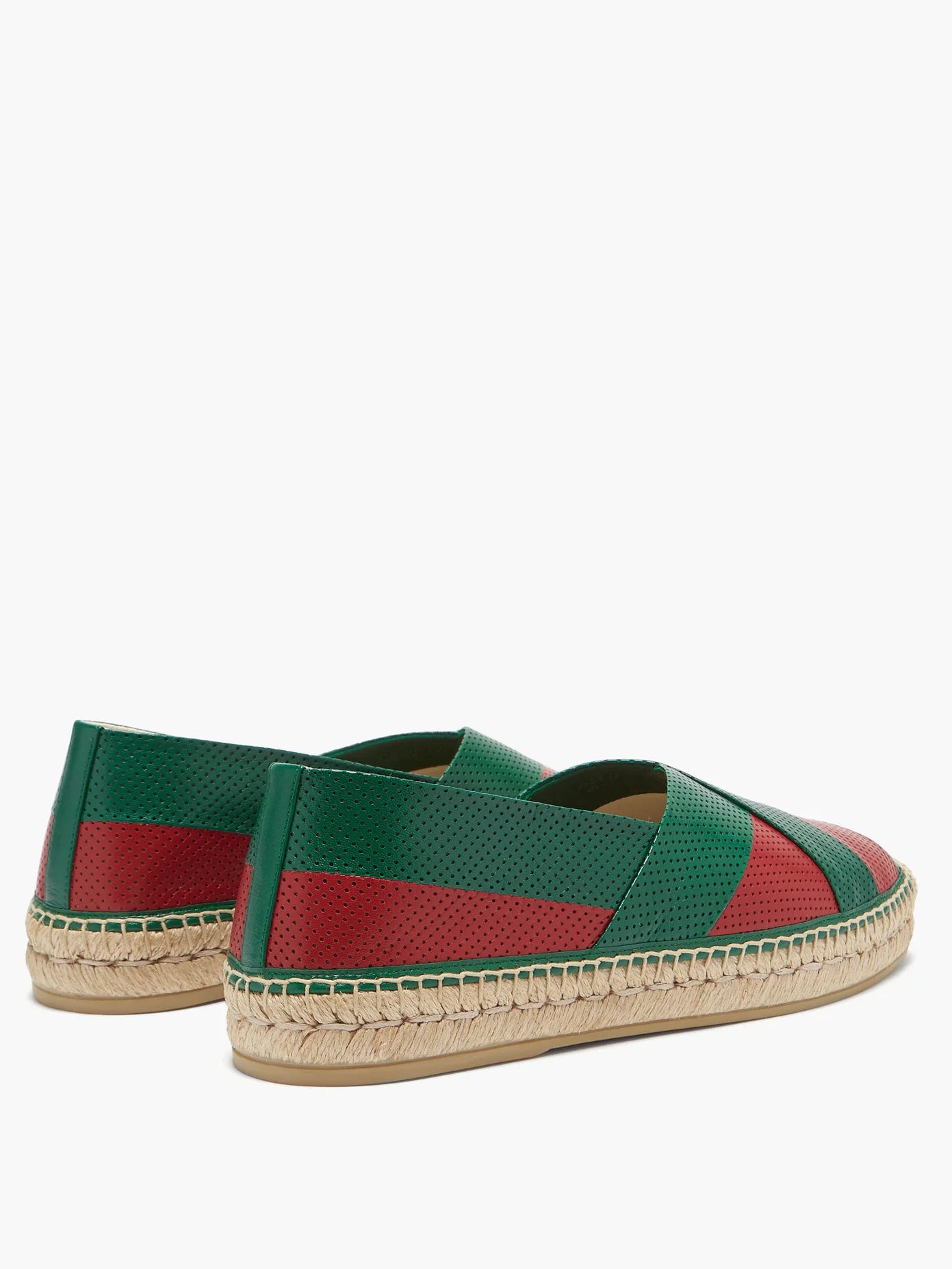 Web-striped perforated-leather espadrilles - 4