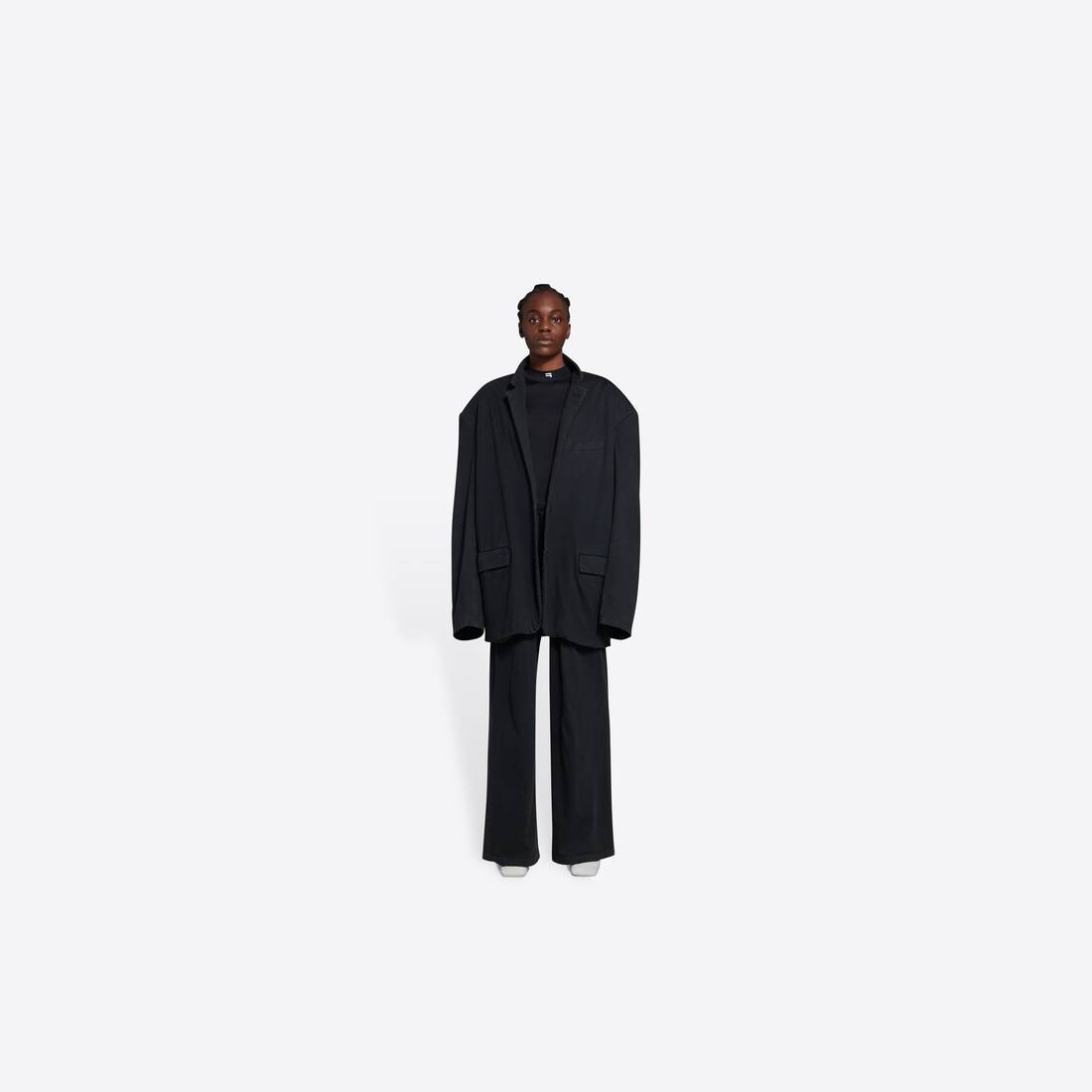 Oversize Worn-out Jacket in Black - 3