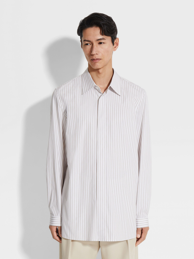 WHITE AND BROWN CENTOVENTIMILA COTTON SHIRT 4