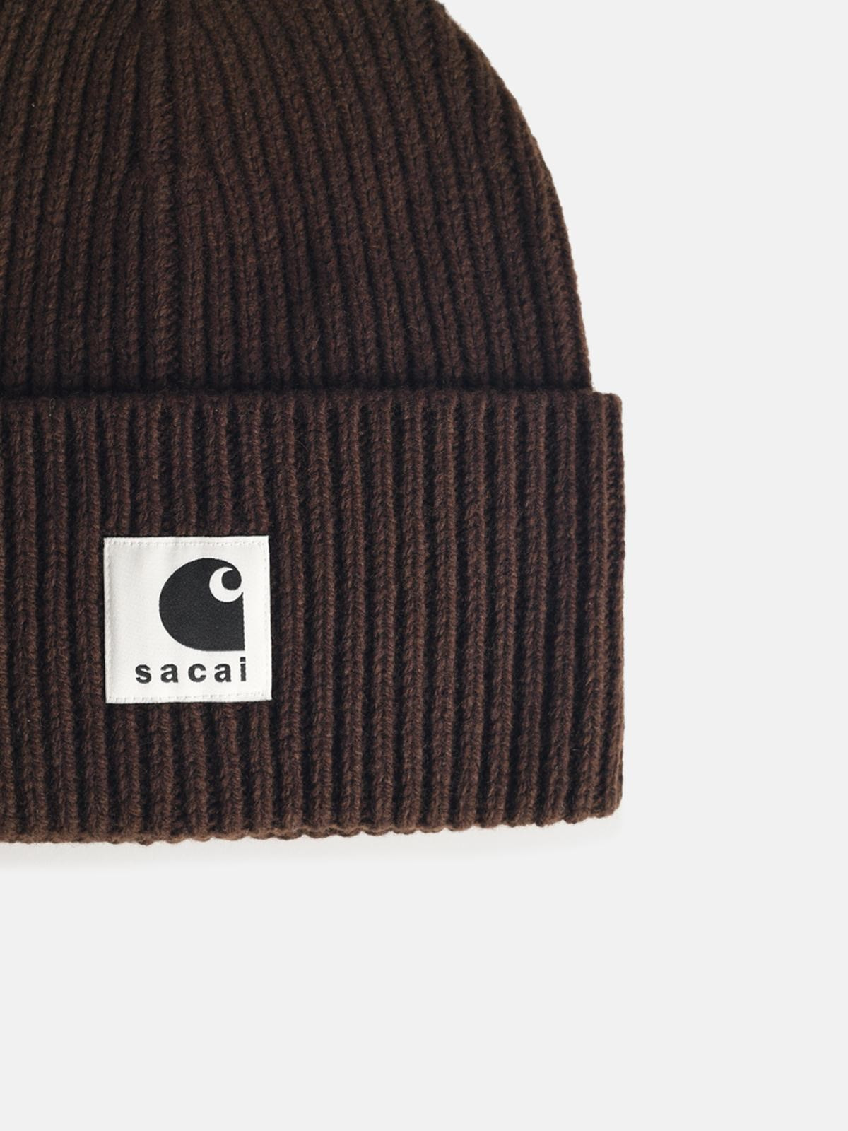 BROWN WOOL BLEND BEANIE - 3