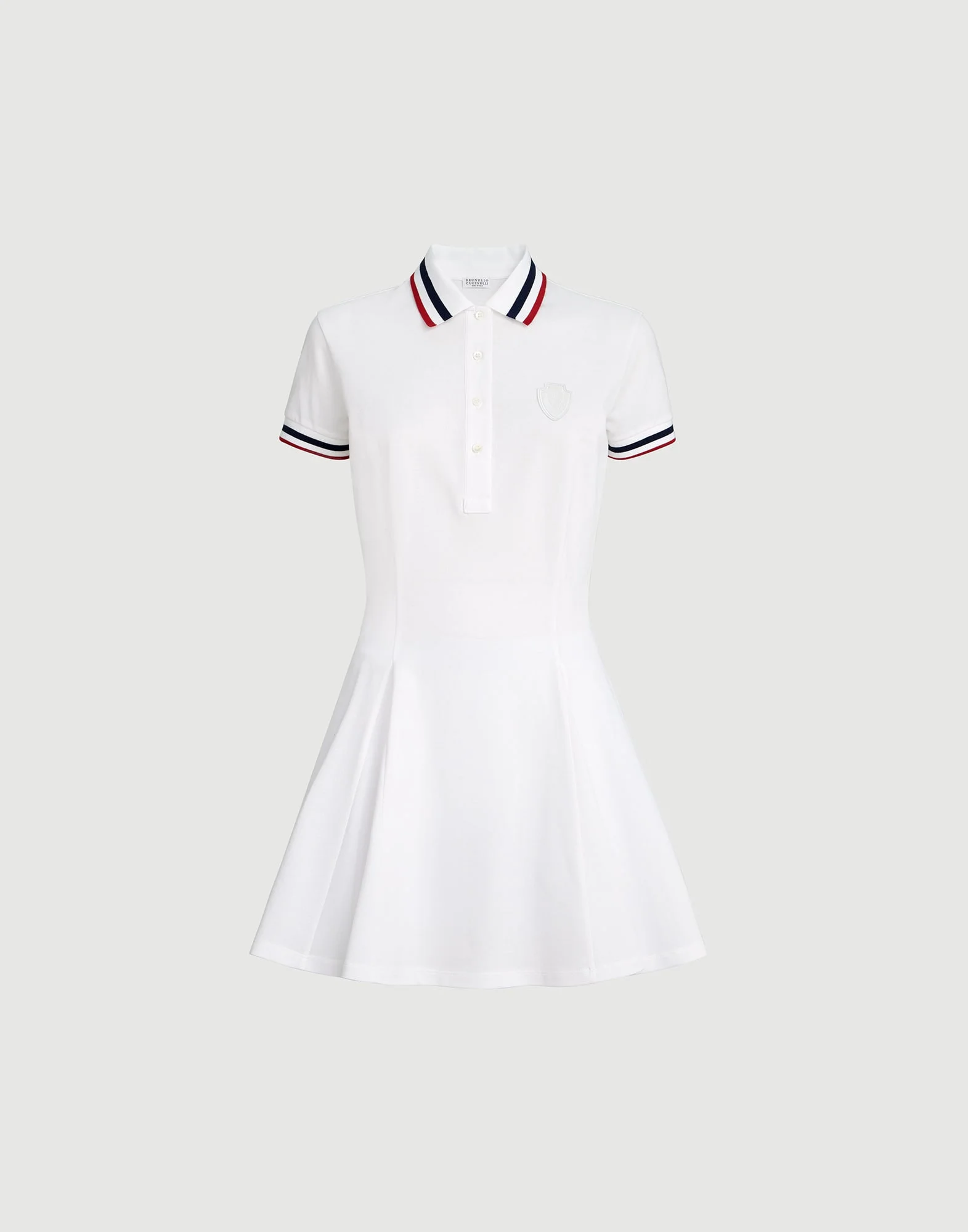 Stretch cotton piqué mini dress with logo - 1