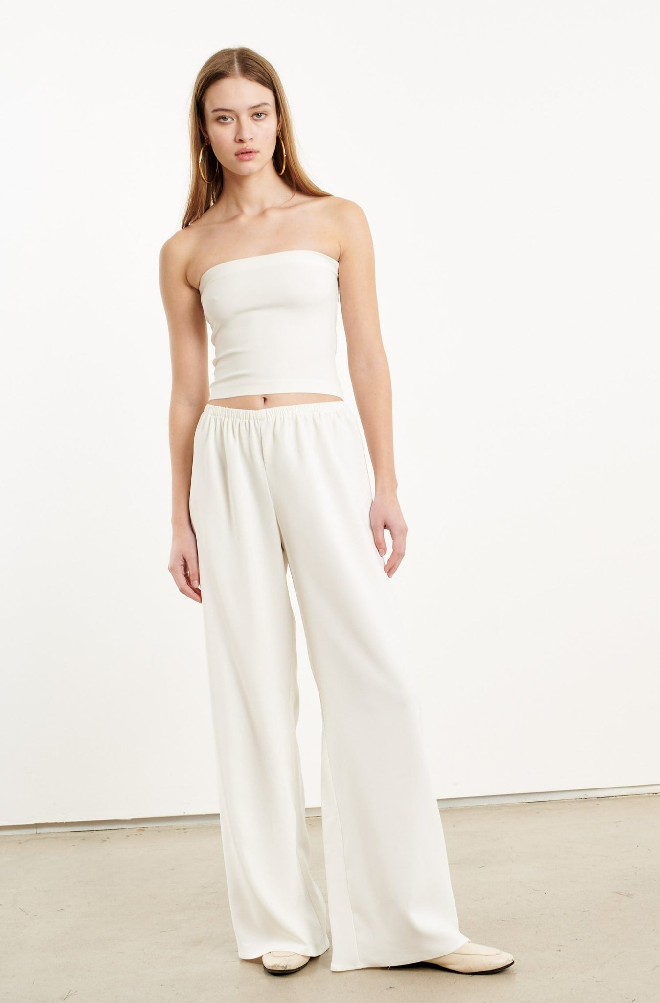 WHITE CREPE TUBE TOP - 2