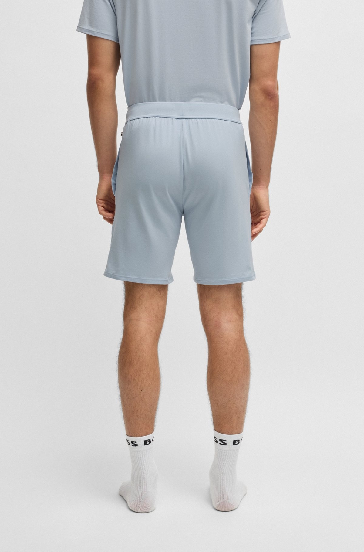 STRETCH-COTTON PAJAMA SHORTS WITH LOGO PRINT - 4