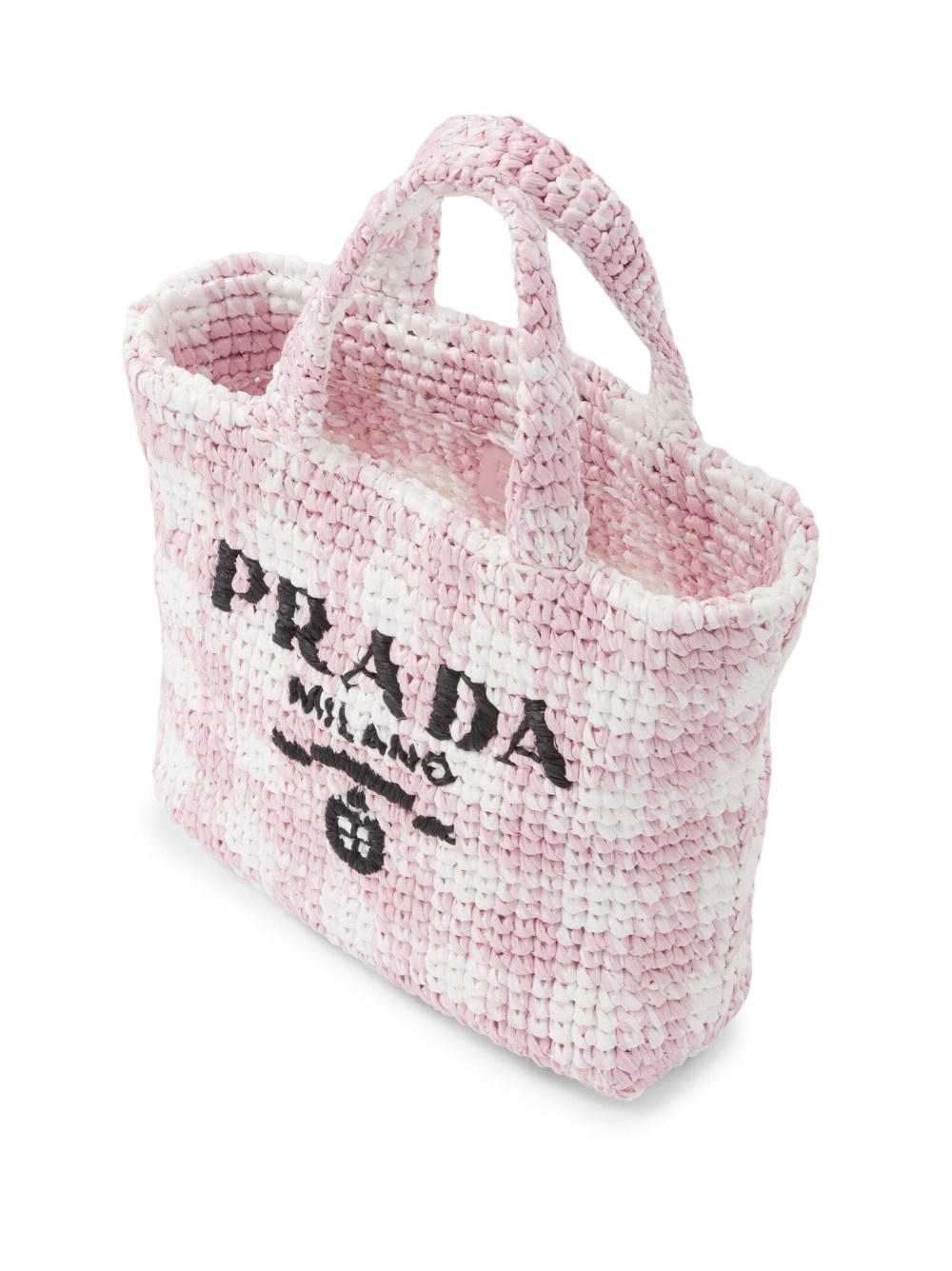 logo-knit gingham tote bag - 5