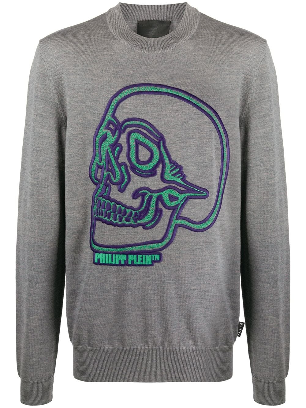 logo skull embroidered sweatshirt - 1