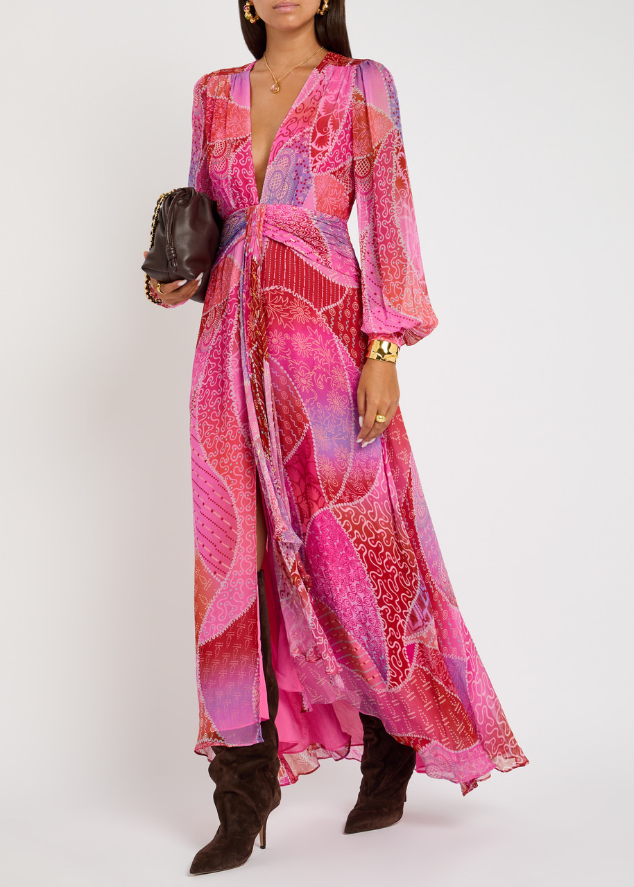 Rixo Meera Patterned Silk-chiffon Midi Dress - 4