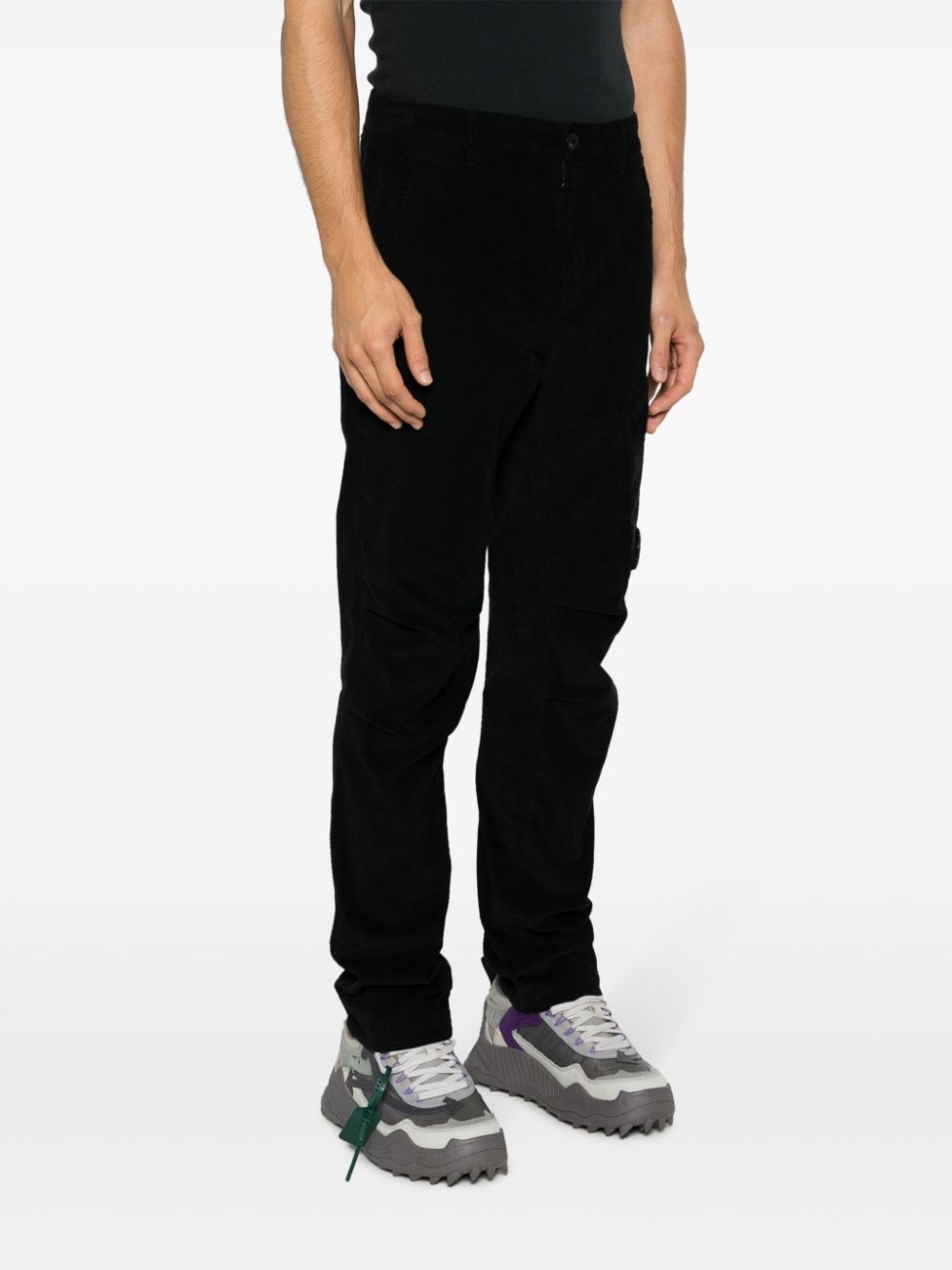 Lens-plaque corduroy cargo trousers - 3