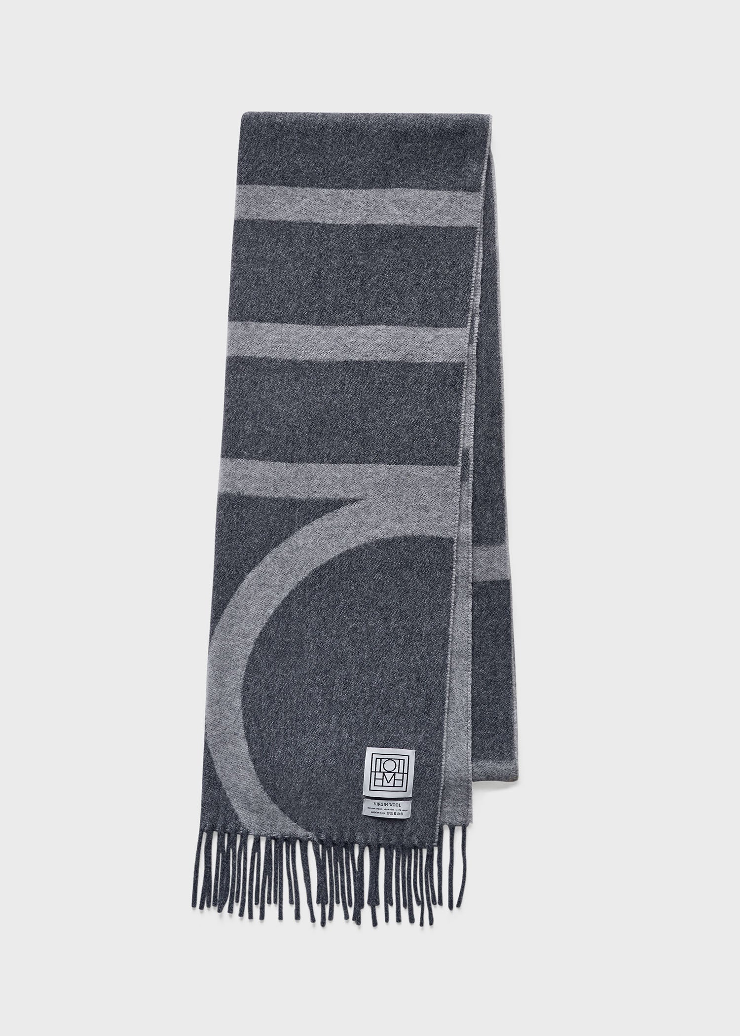 Monogram jacquard wool scarf dark grey mélange - 4
