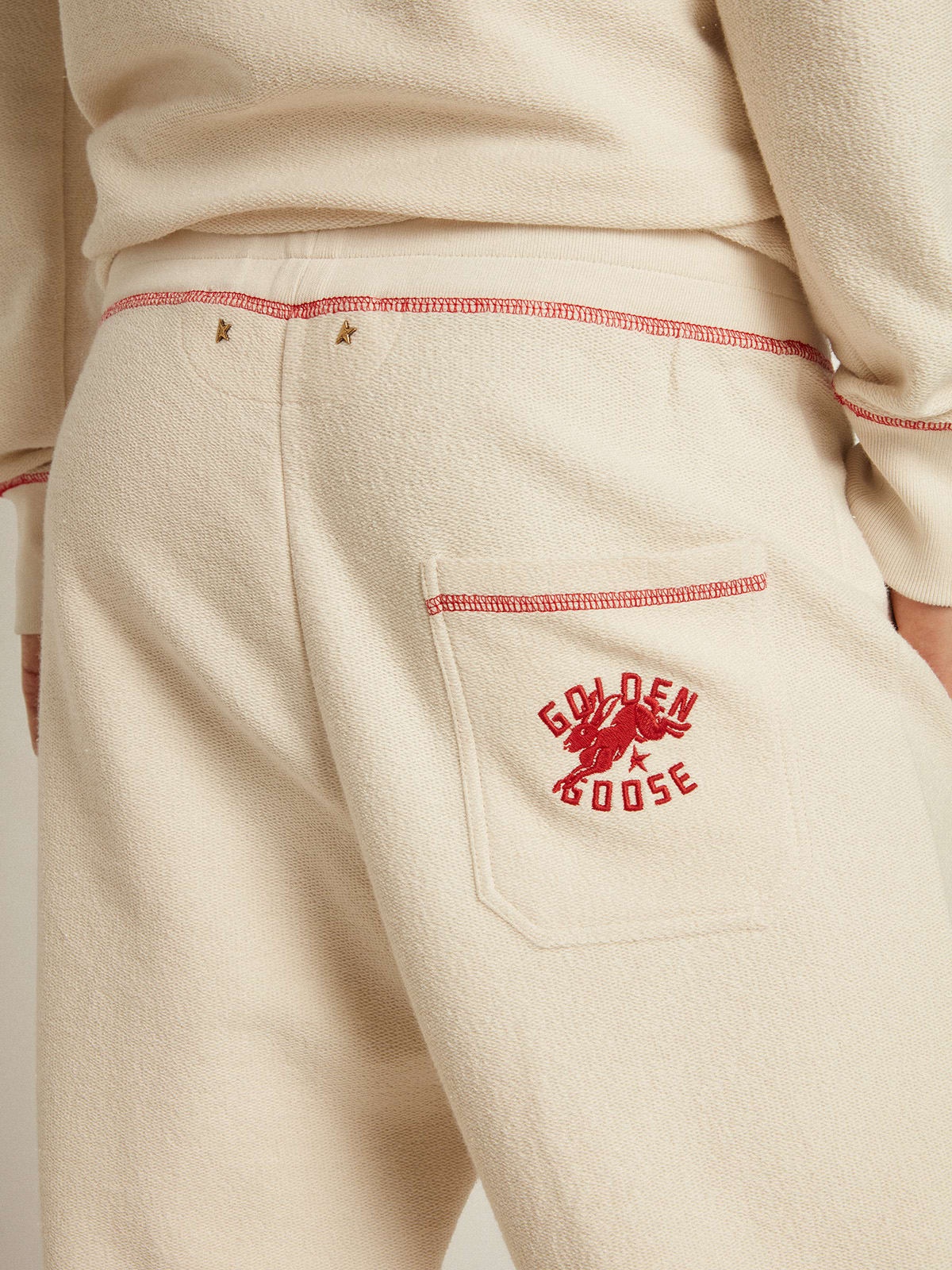 Men’s heritage white joggers with CNY logo - 6
