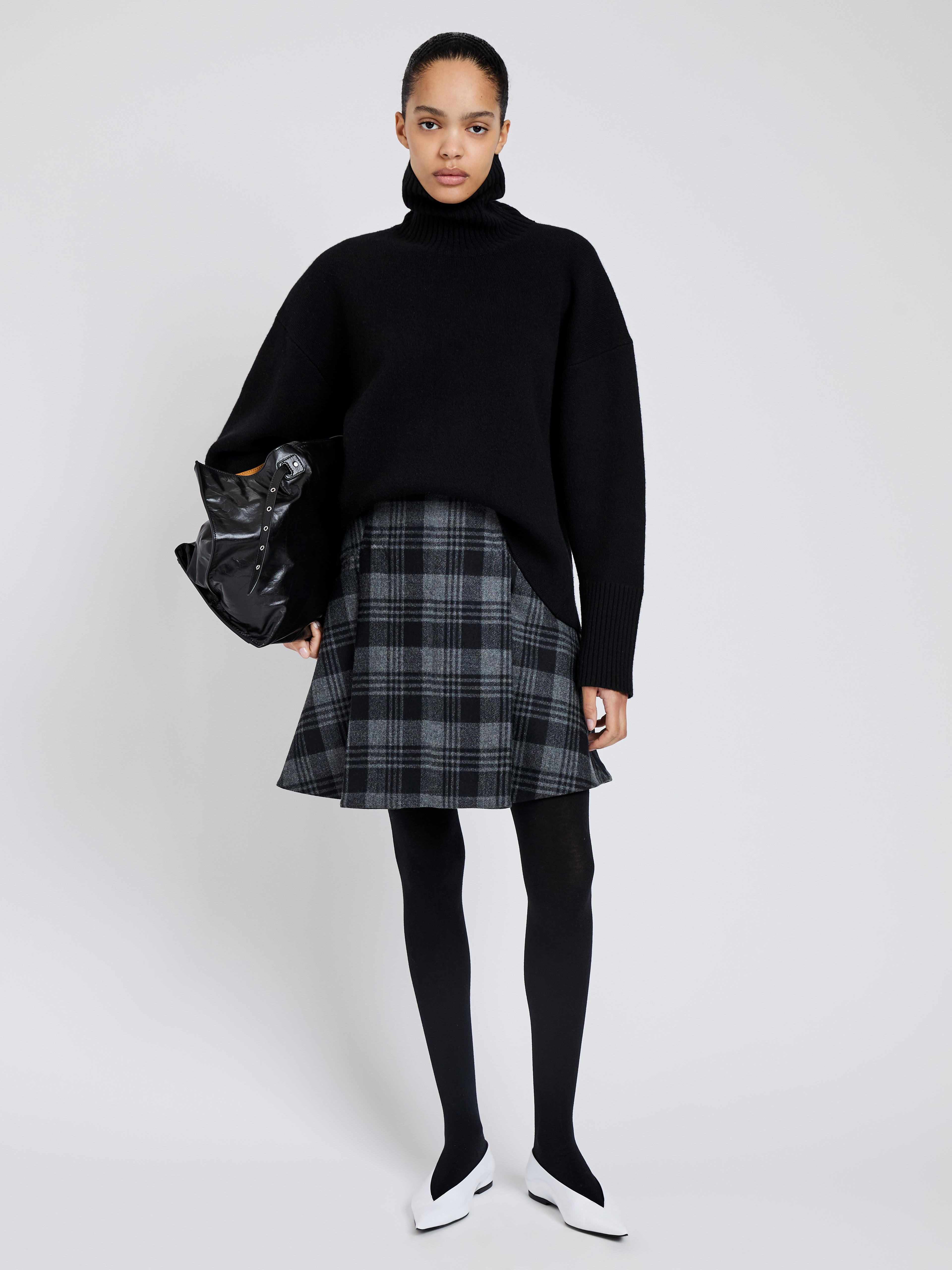 Cassia Skirt in Plaid Wool Suiting - 2
