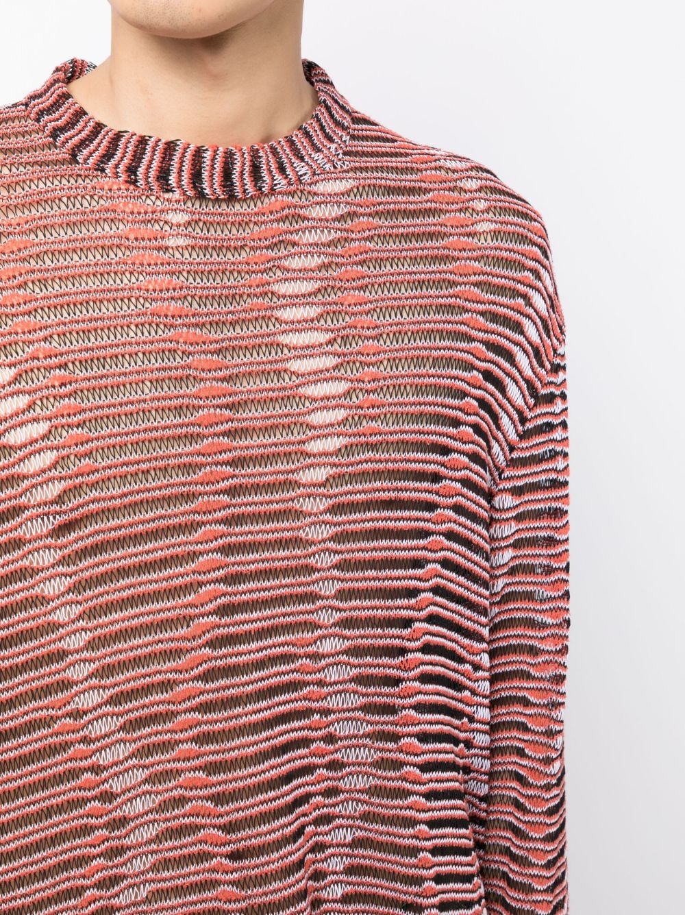 open-knit striped sweatshirt - 5