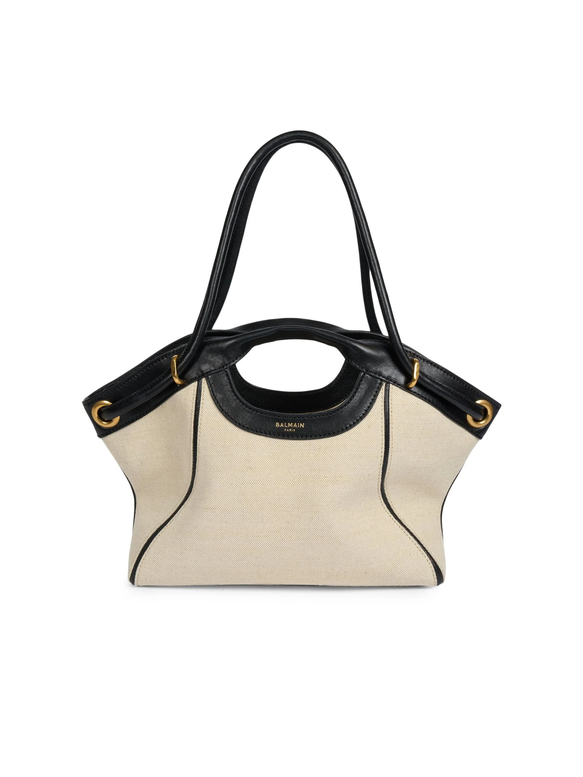 Women's Medium Canvas & Leather Tote Bag - Naturel Noir - 1