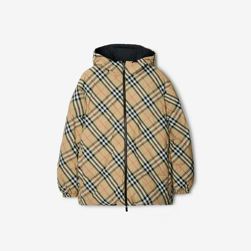 Reversible Check Nylon Puffer Jacket 1