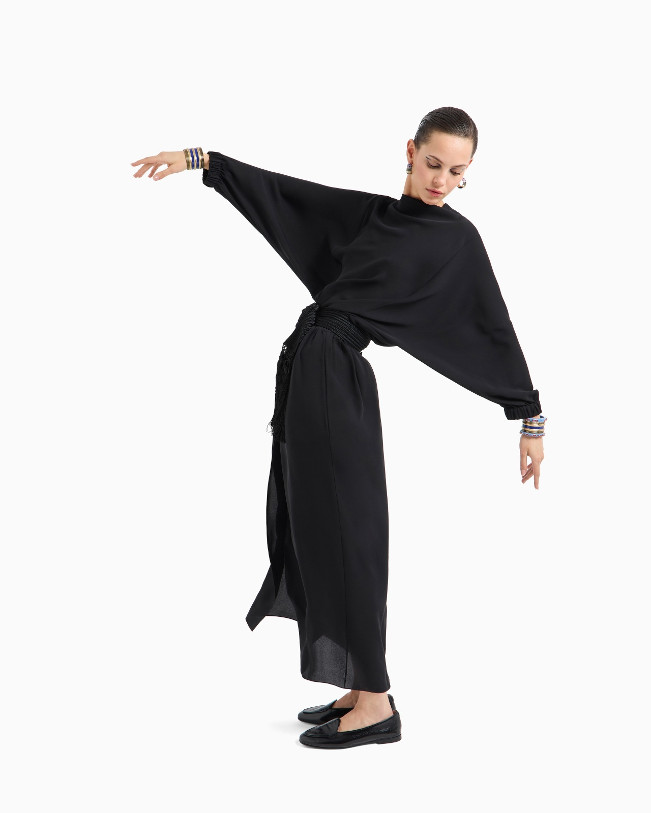 LONG TRIPLE SILK GEORGETTE DRESS - 2