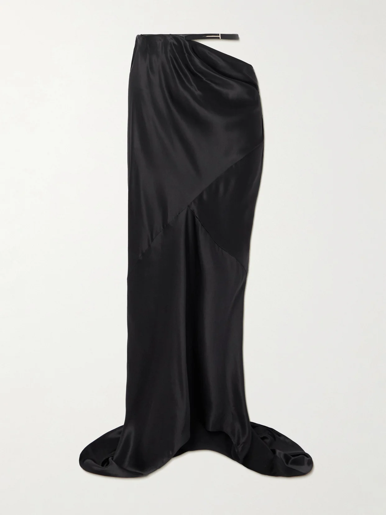 Belted Draped Silk-satin Maxi Skirt - 1