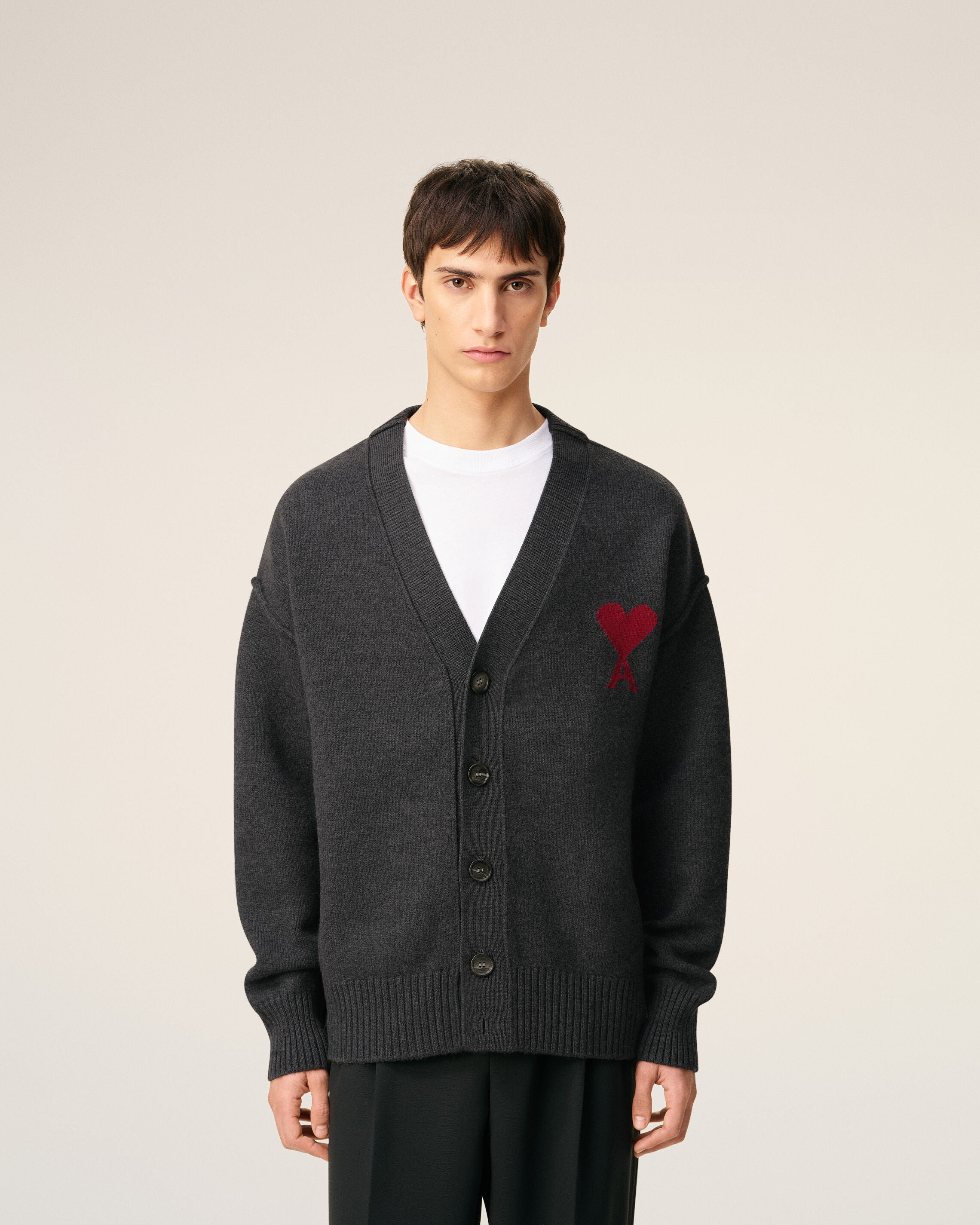 GREY WOOL AMI DE COEUR CARDIGAN - 3
