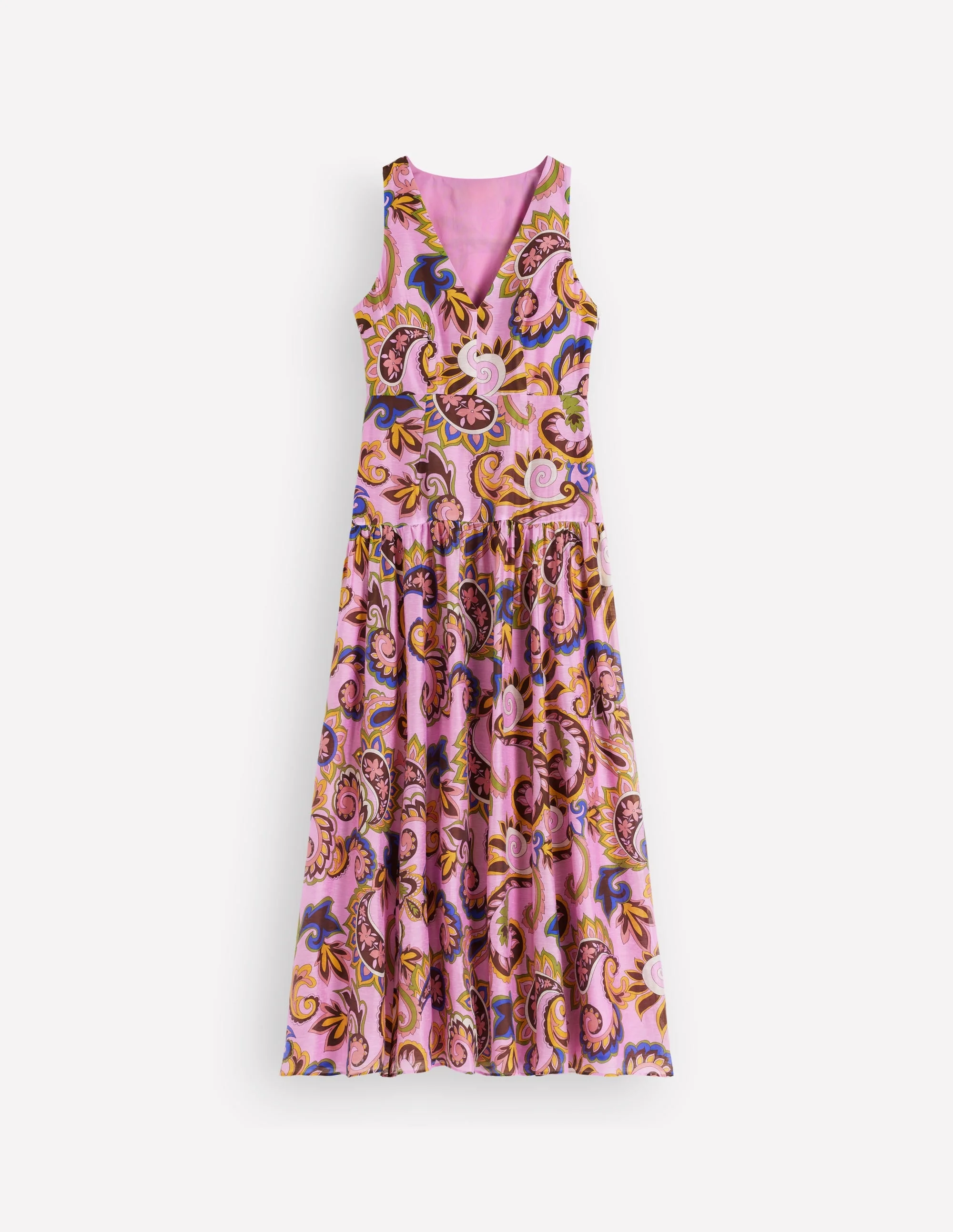 Drop Waist Sleeveless Dress-Multi Paisley Frenzy - 1