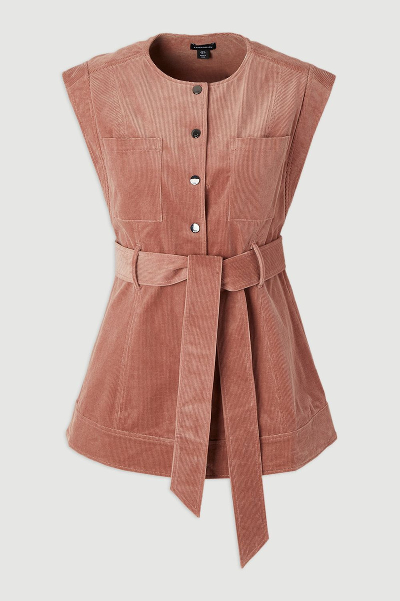 Stretch Cord Belted Sleeveless Jacket 4